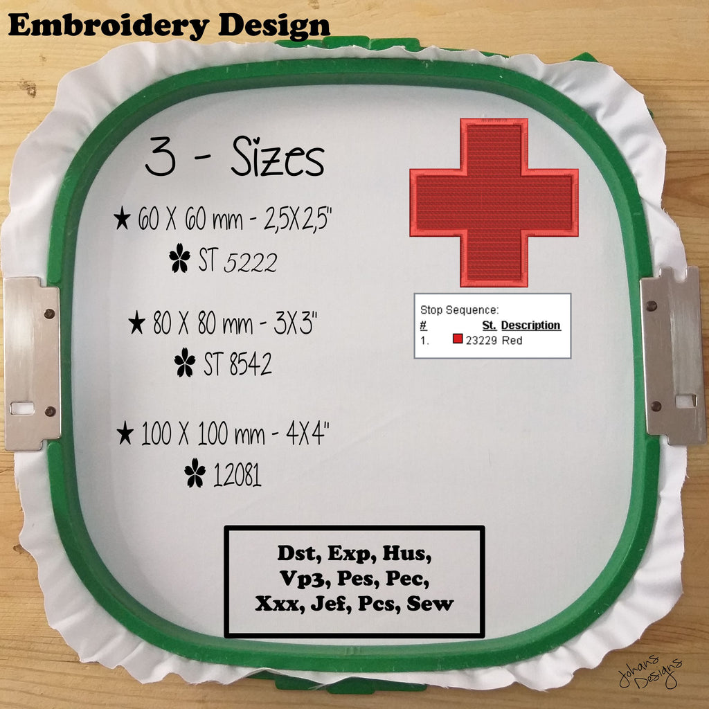 Cruz Roja de Medicina - Diseño de Bordado a Máquina