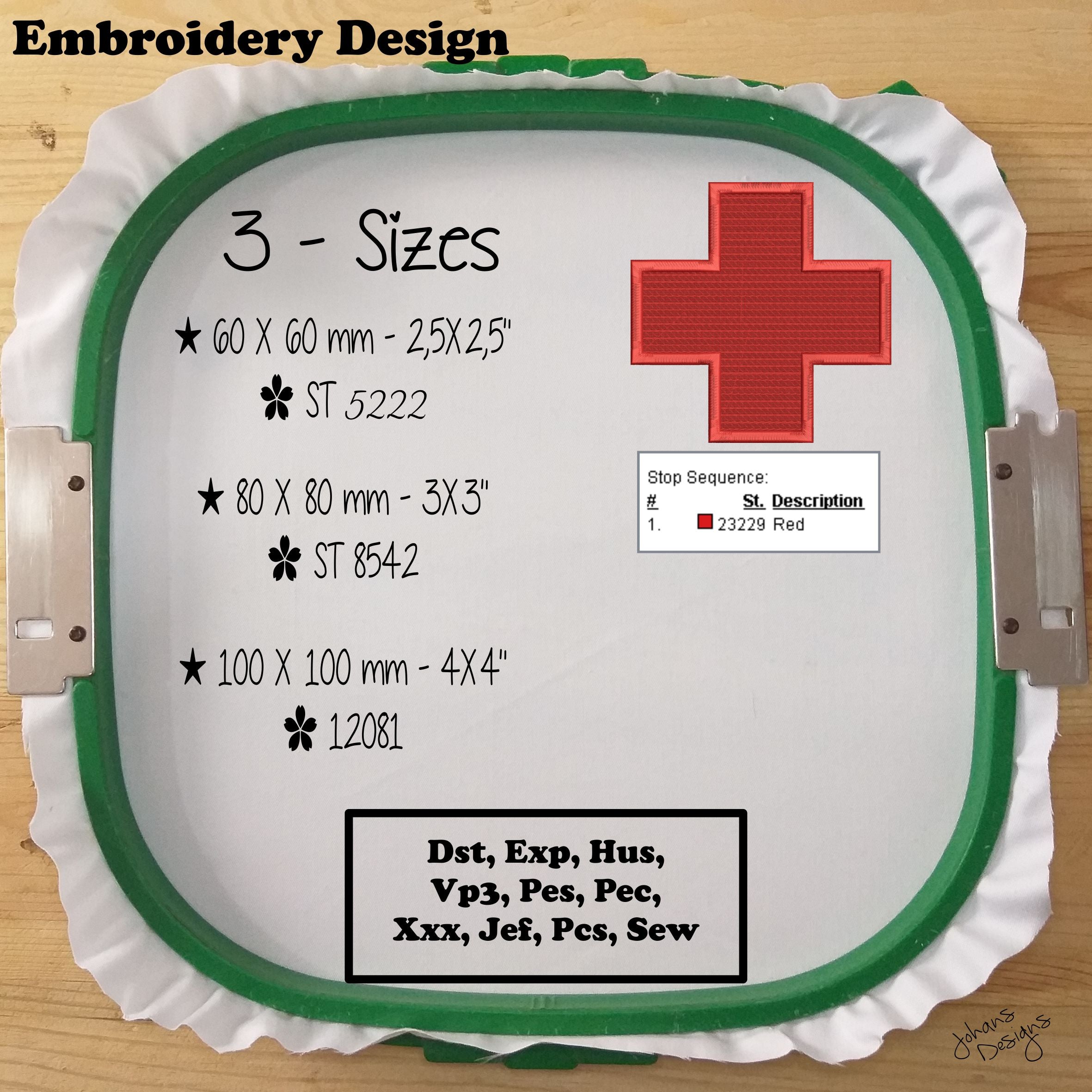 Cruz Roja de Medicina - Diseño de Bordado a Máquina