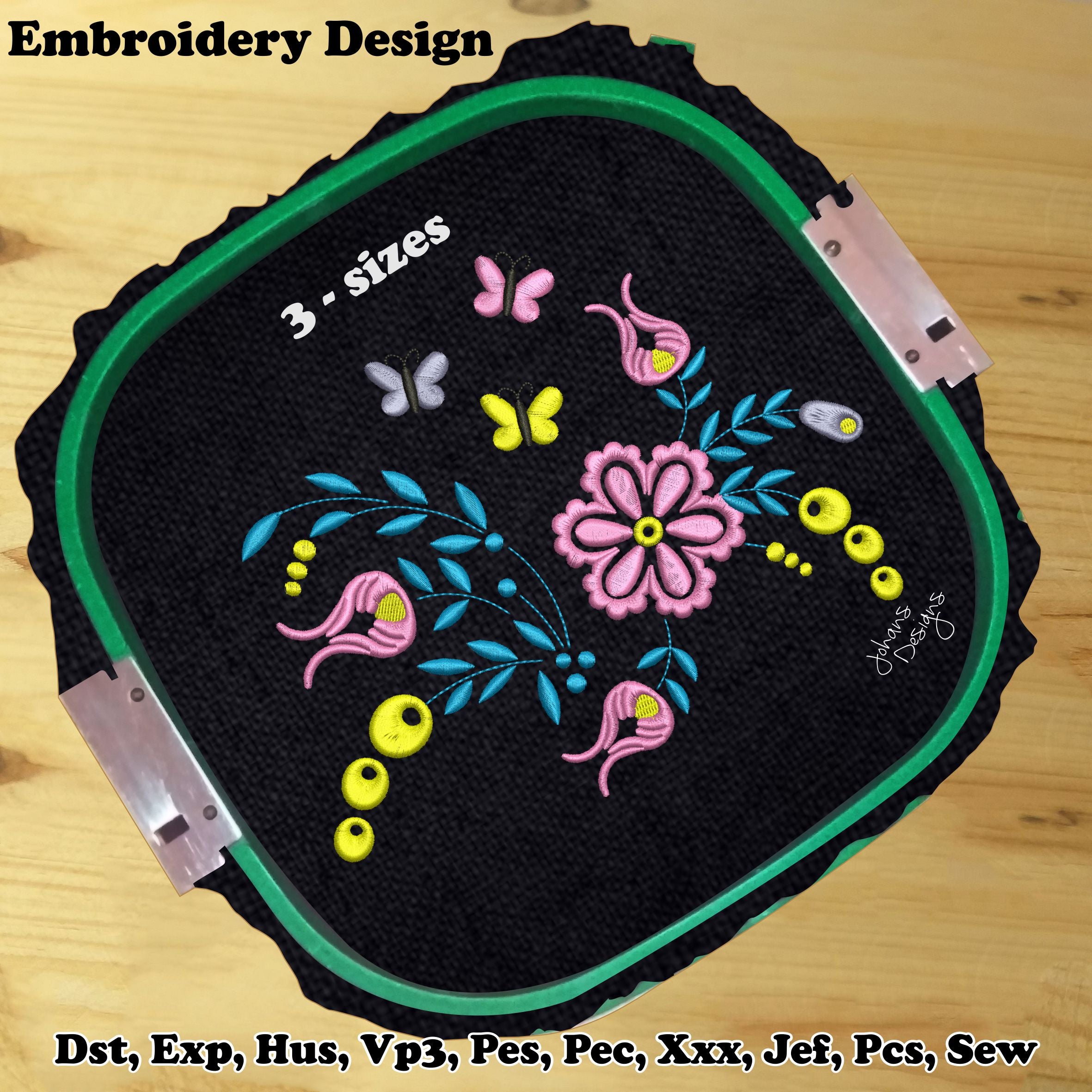 Morning Glory and Butterflies - Machine Embroidery Designs