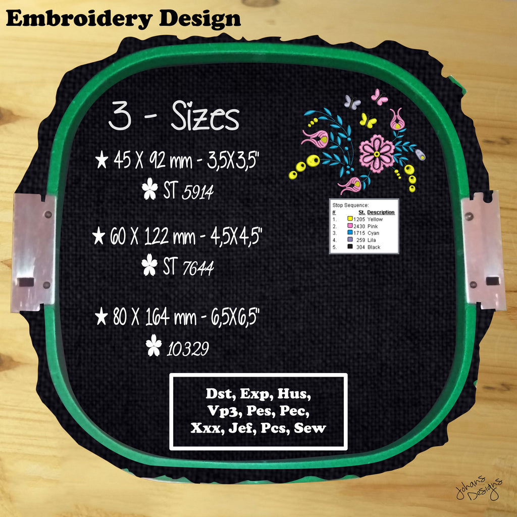 Morning Glory and Butterflies - Machine Embroidery Designs