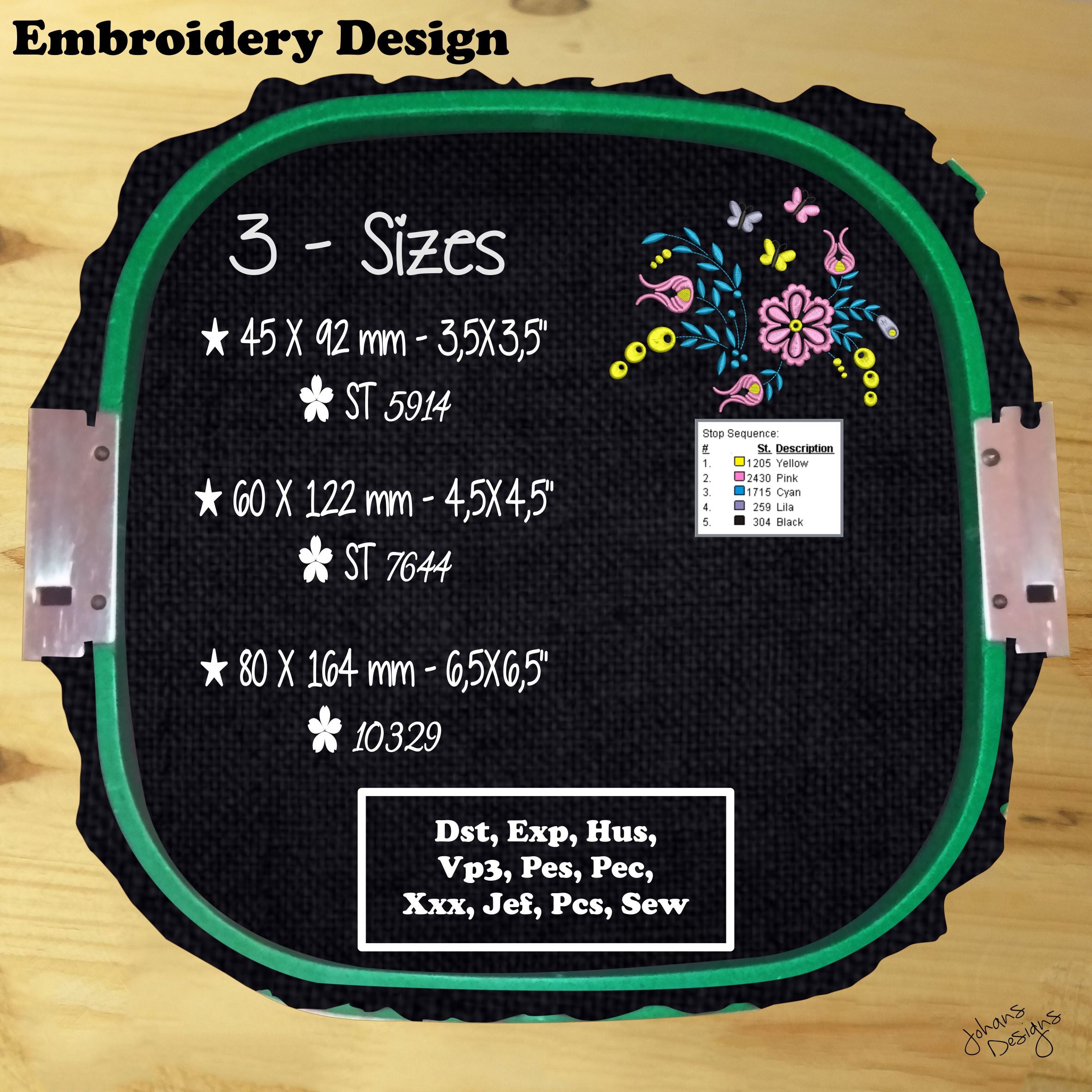 Morning Glory and Butterflies - Machine Embroidery Designs