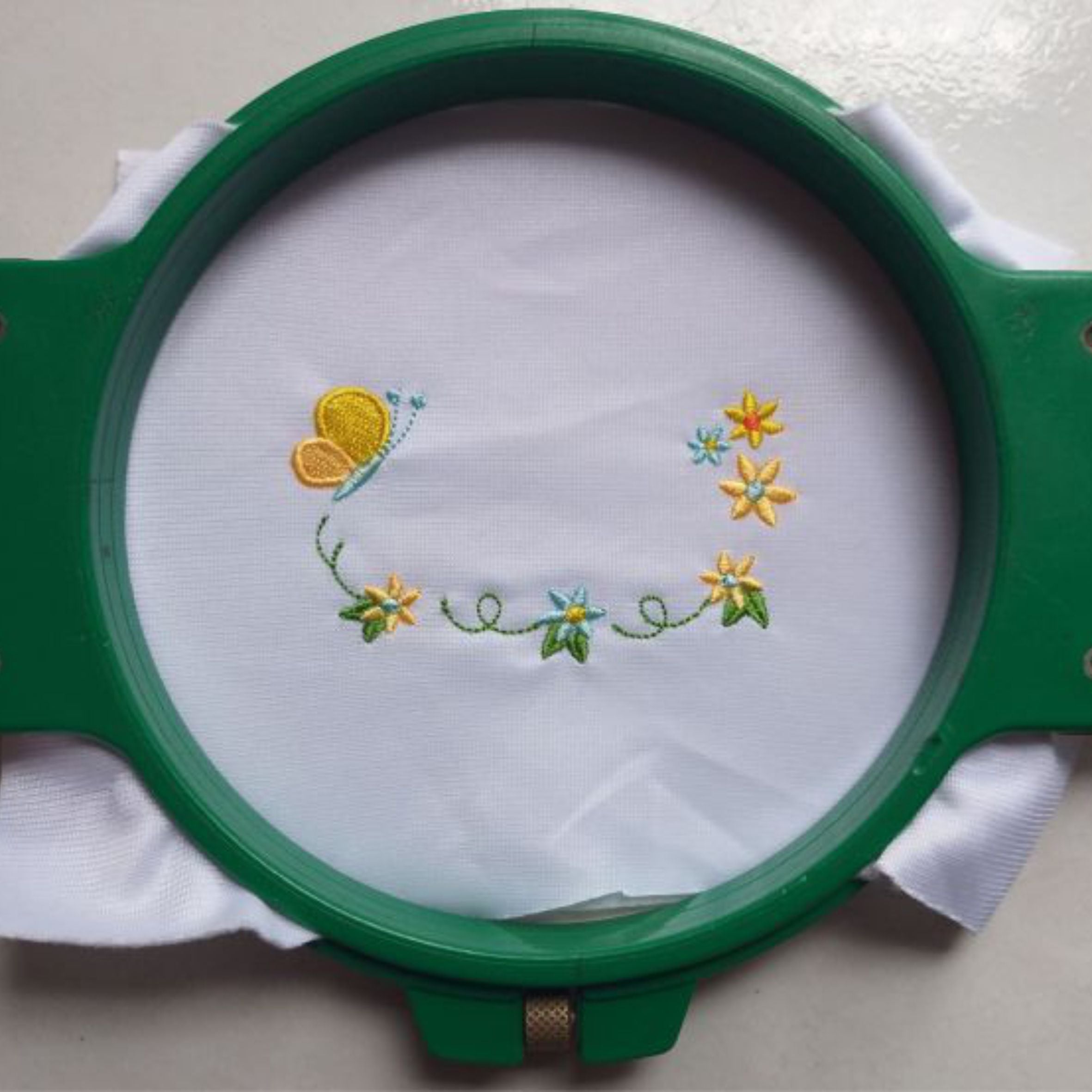Mustard Colorful Flowers and Butterfly - Machine Embroidery Design