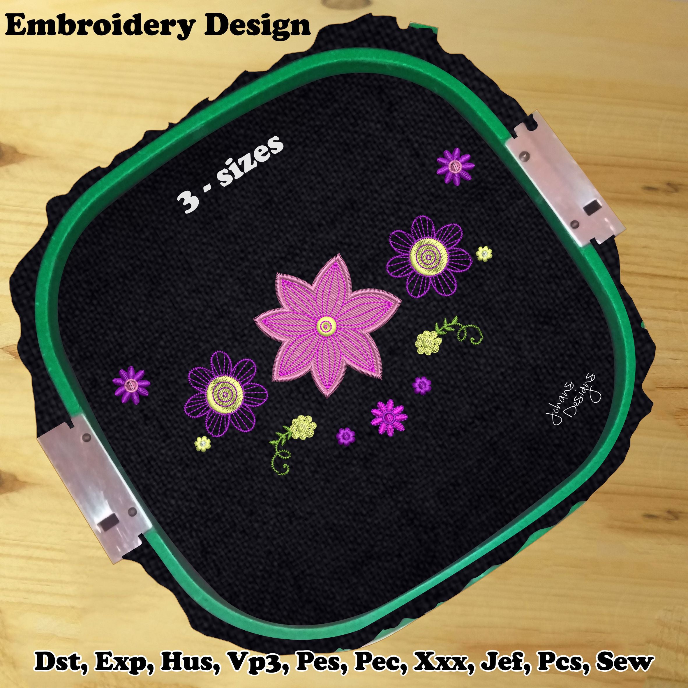 Narcisse Decorative Flowers - Machine Embroidery Design