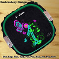 Number One Decorated with Branches Flowers and Butterflies - Machine Embroidery Design