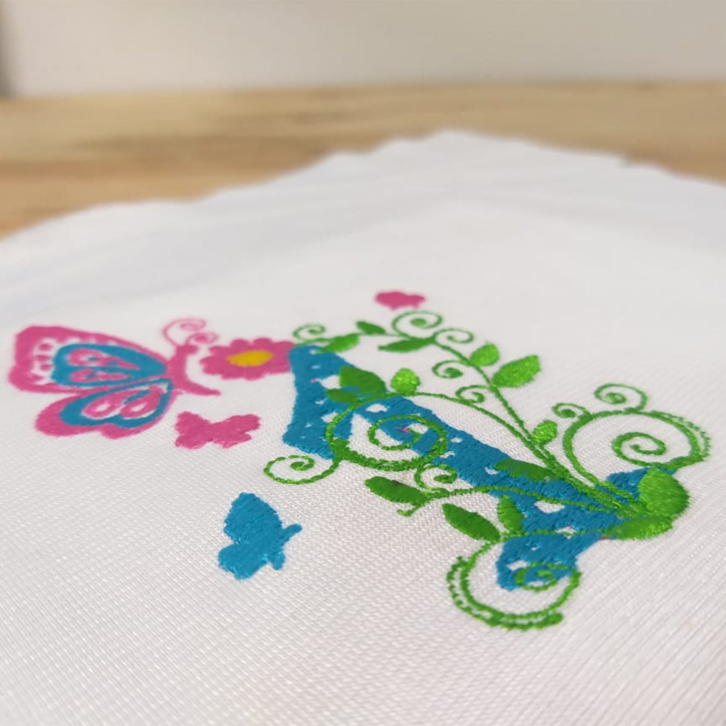 Number One Decorated with Branches Flowers and Butterflies - Machine Embroidery Design