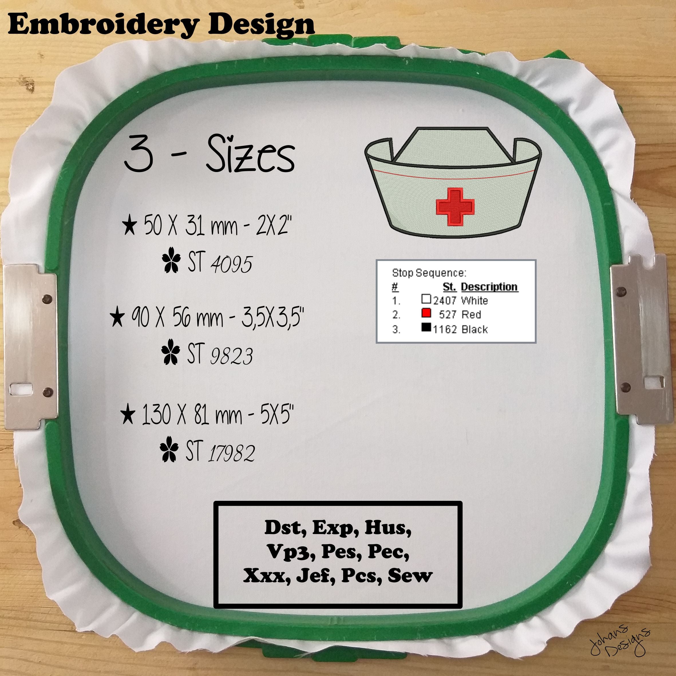 Gorro de enfermera - Diseño de bordado