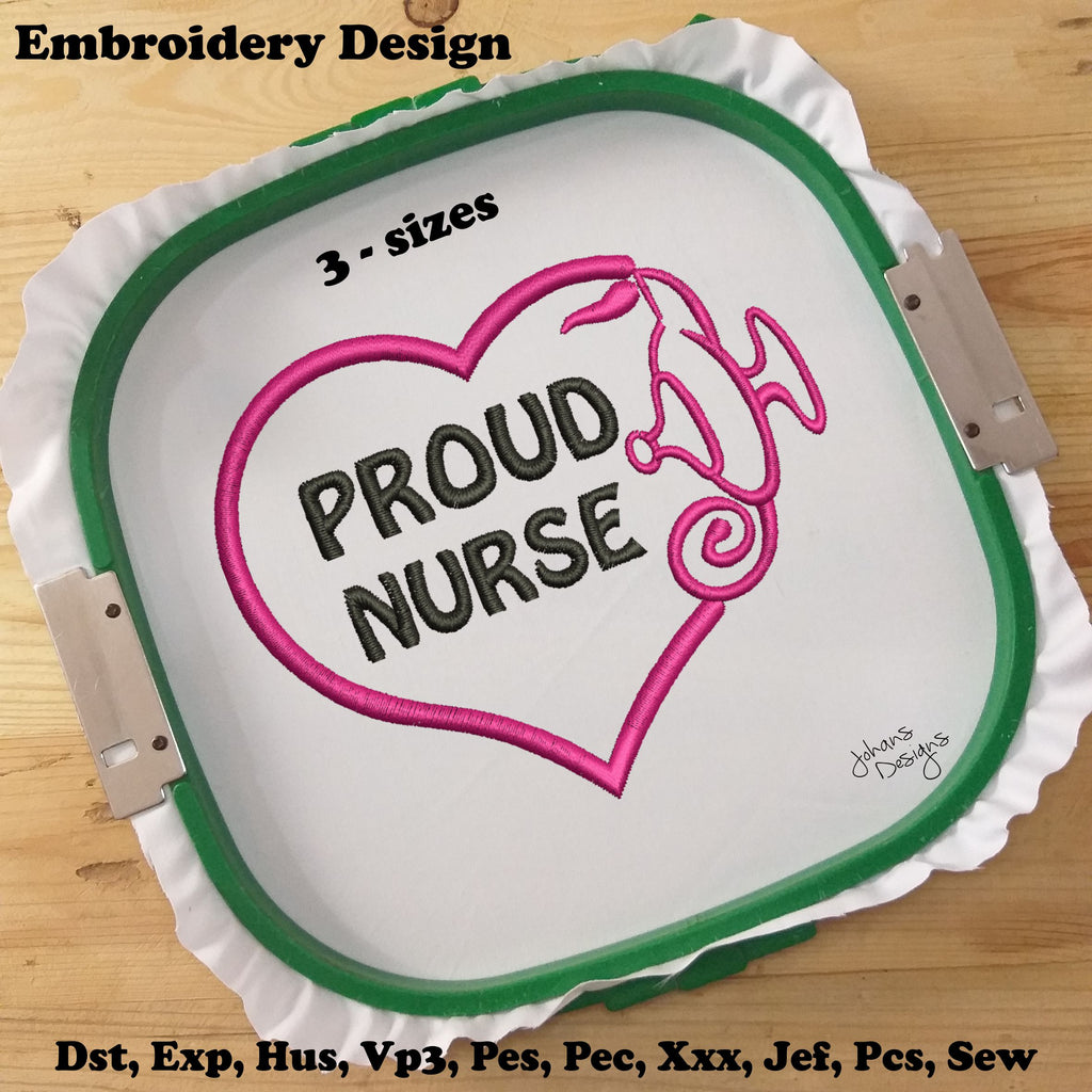 Corazón de enfermera orgullosa - Médico - DISEÑO DE BORDADO DIGITAL