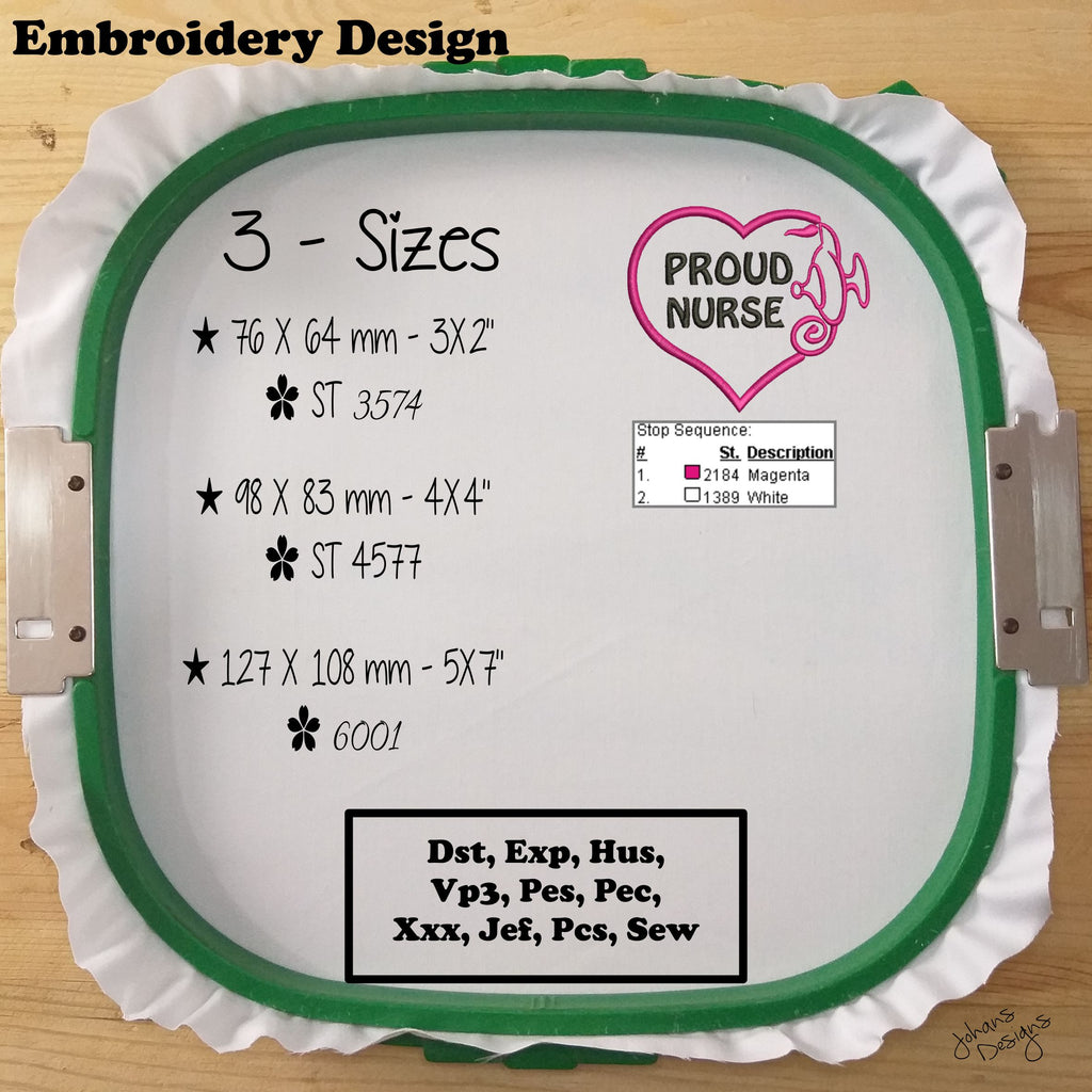 Corazón de enfermera orgullosa - Médico - DISEÑO DE BORDADO DIGITAL