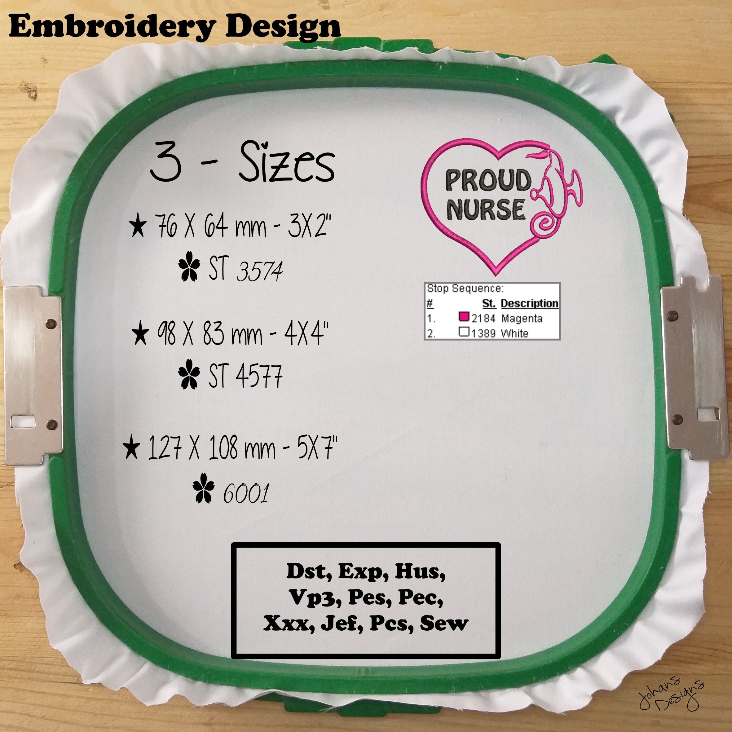 Corazón de enfermera orgullosa - Médico - DISEÑO DE BORDADO DIGITAL