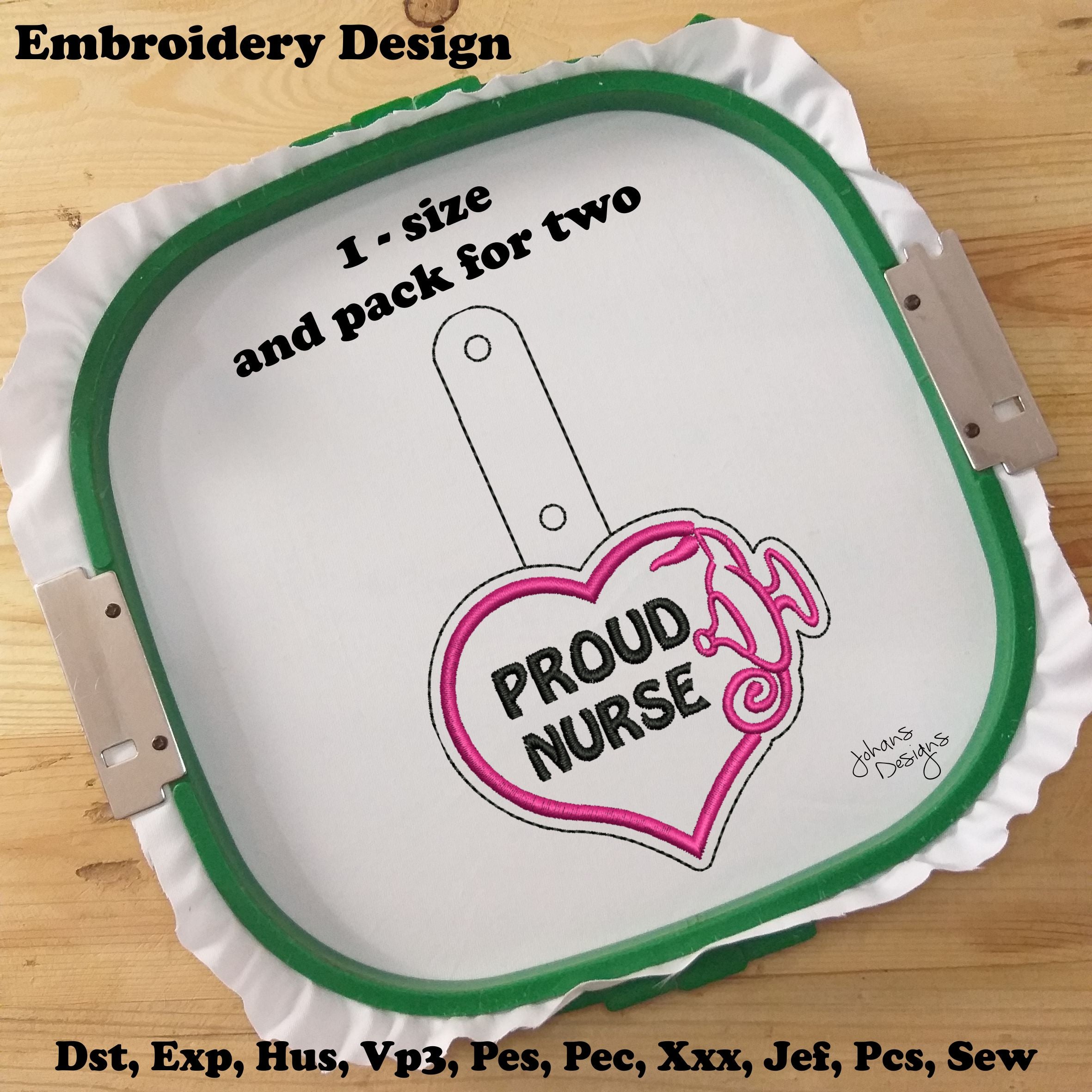 Proud Nurse Key Fob - Nurse Lamp Heart - In The Hoop - DIGITAL Embroidery DESIGN