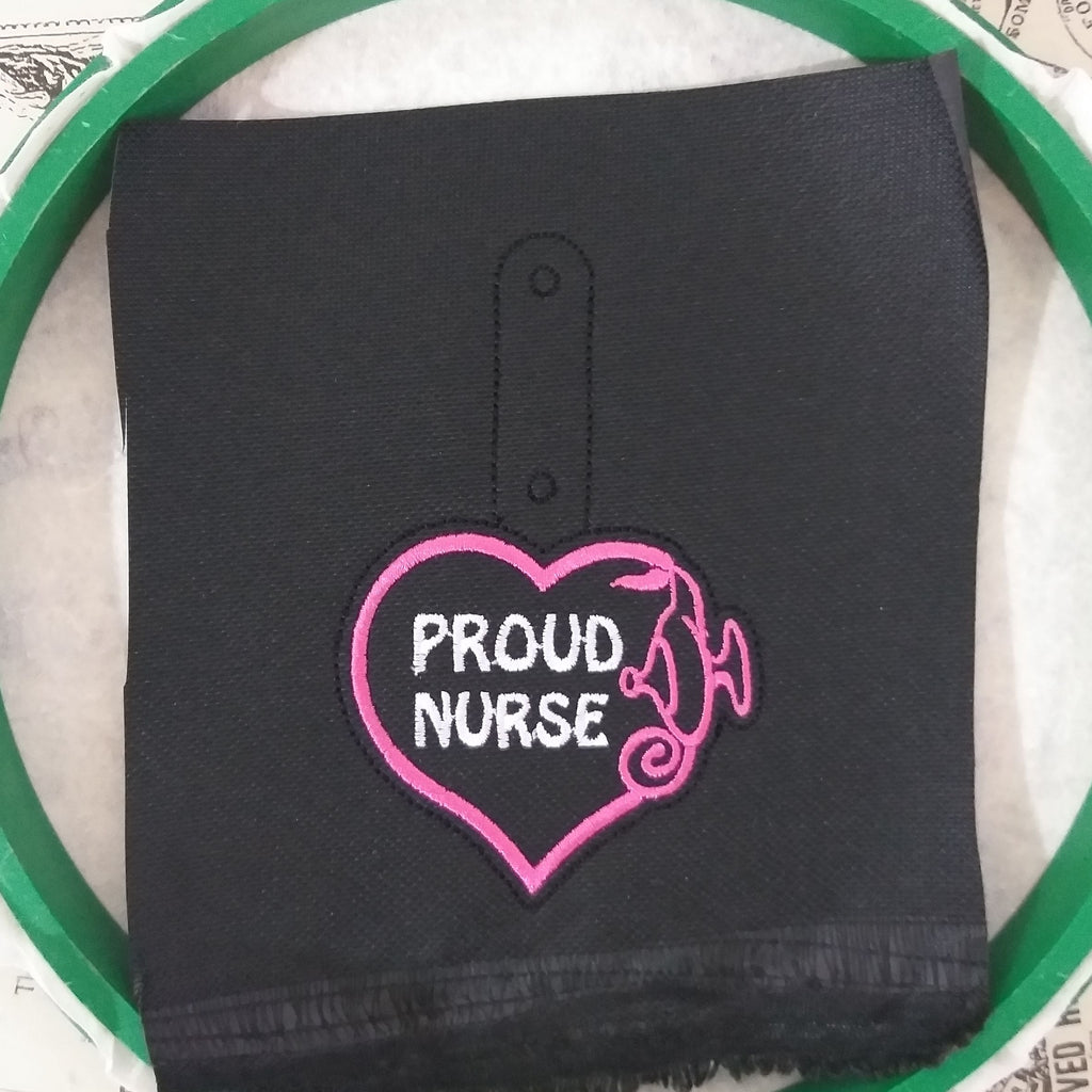 Proud Nurse Key Fob - Nurse Lamp Heart - In The Hoop - DIGITAL Embroidery DESIGN