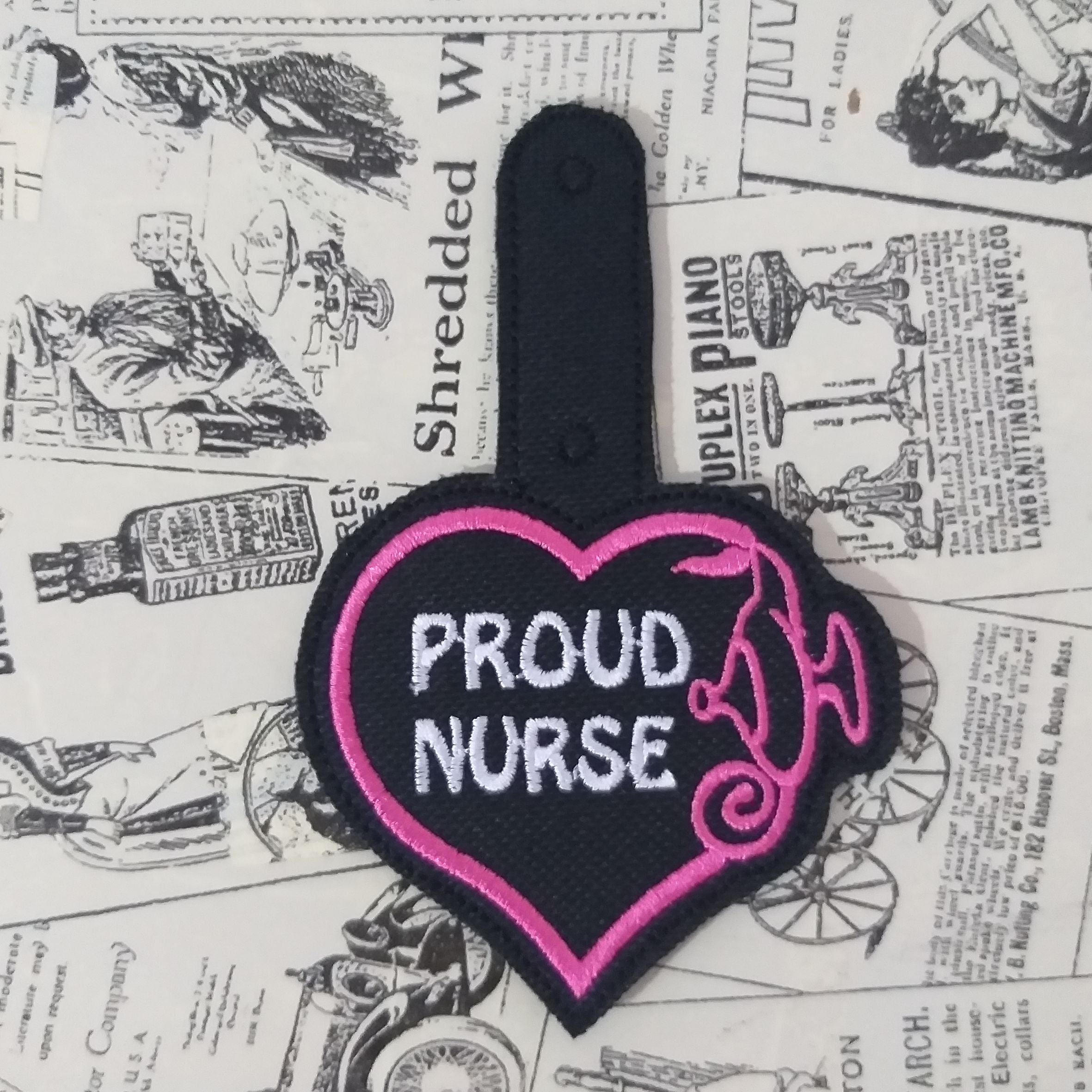 Proud Nurse Key Fob - Nurse Lamp Heart - In The Hoop - DIGITAL Embroidery DESIGN