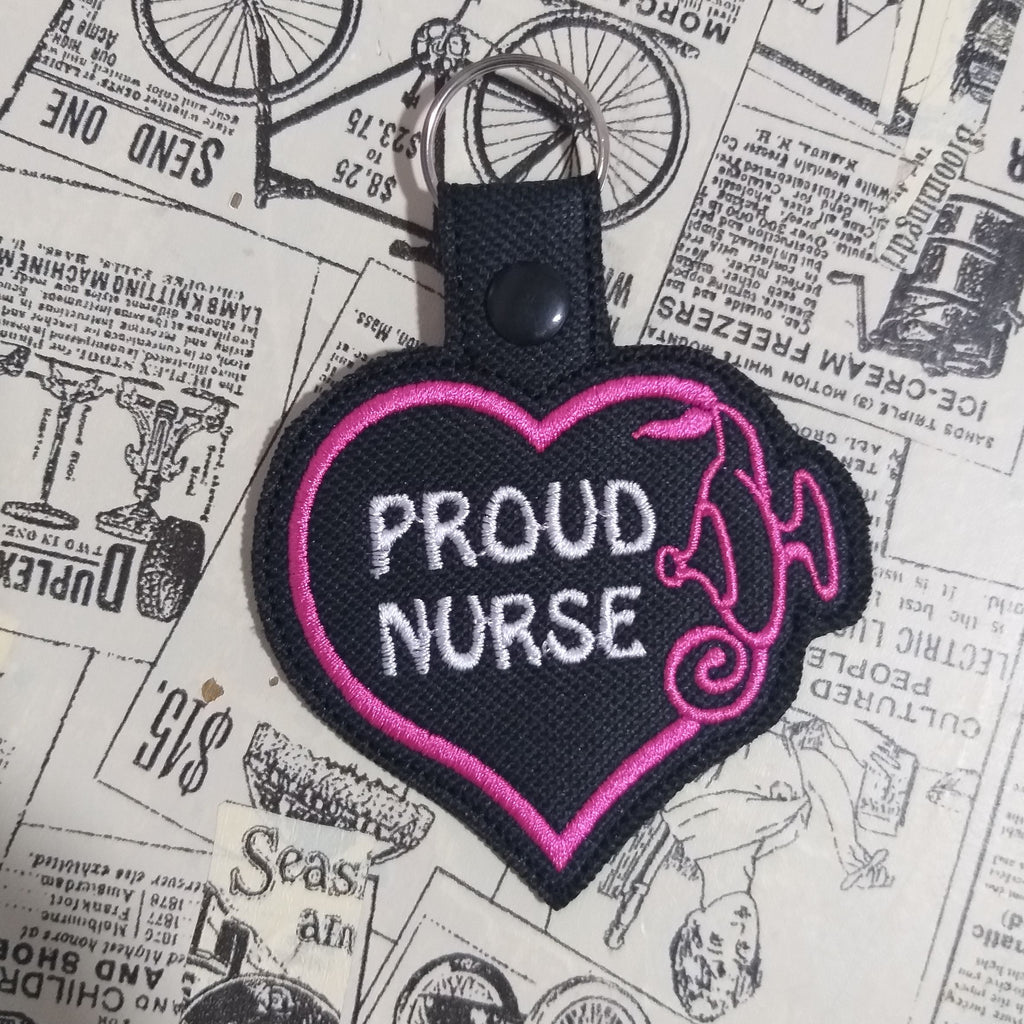 Proud Nurse Key Fob - Nurse Lamp Heart - In The Hoop - DIGITAL Embroidery DESIGN