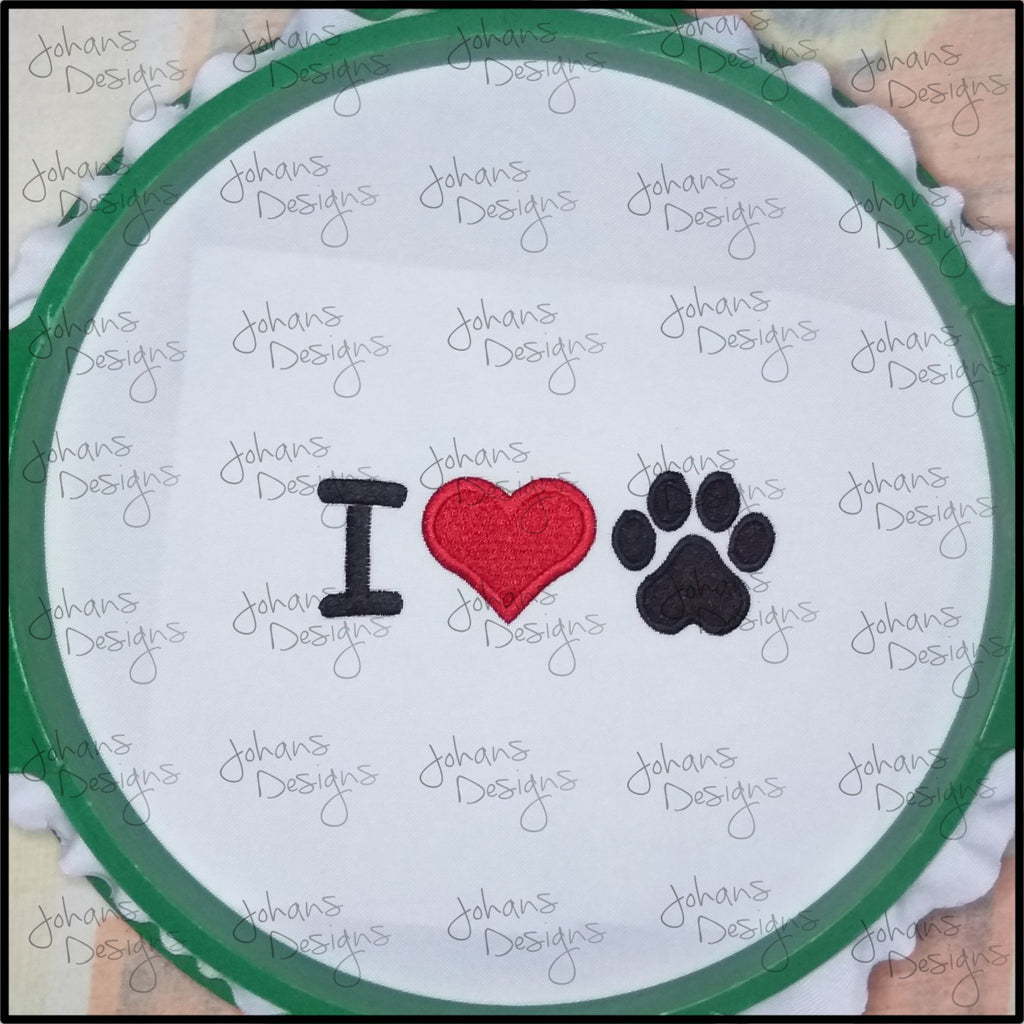 I Love my Dog -  Pet Lover - Paw - Embroidery Design