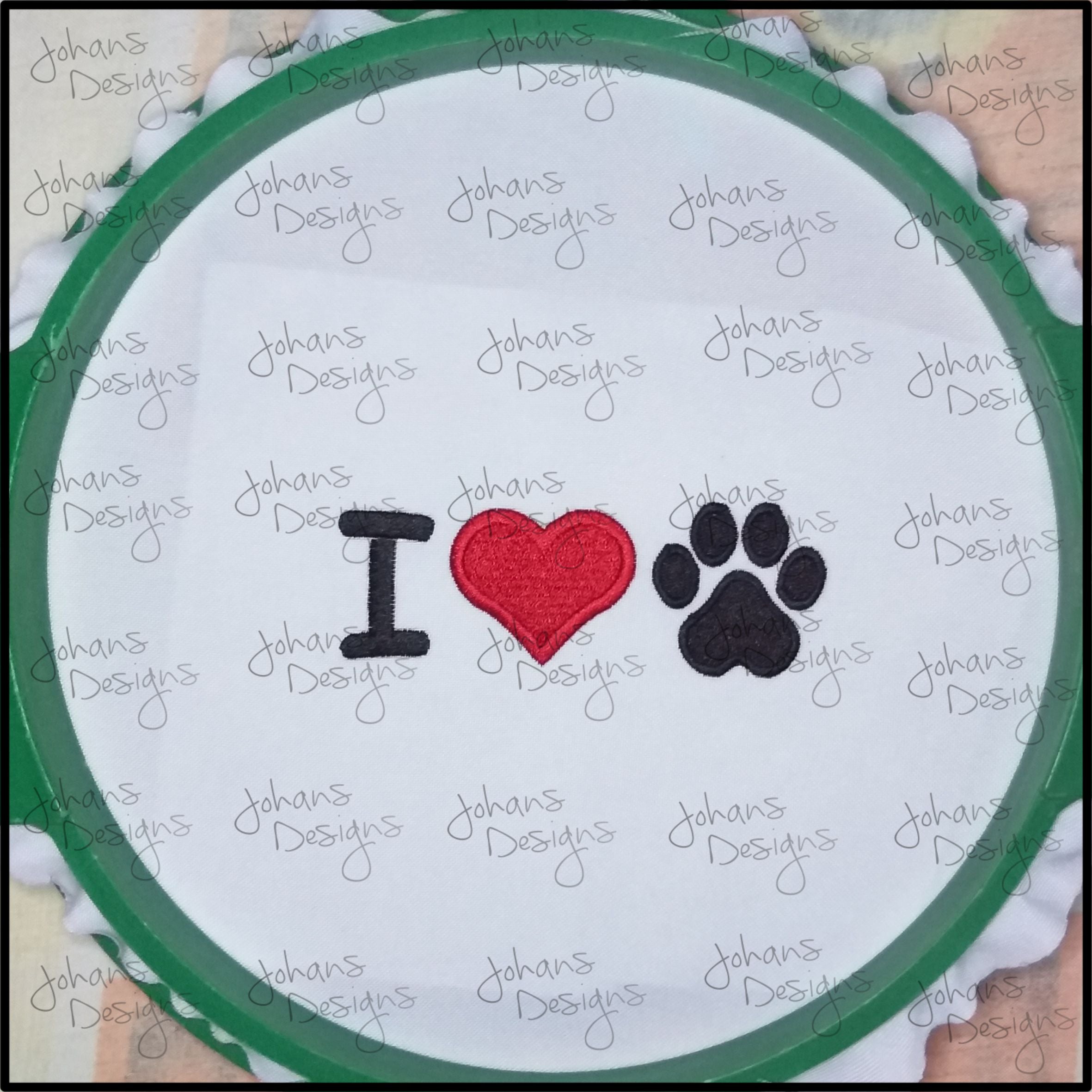I Love my Dog -  Pet Lover - Paw - Embroidery Design