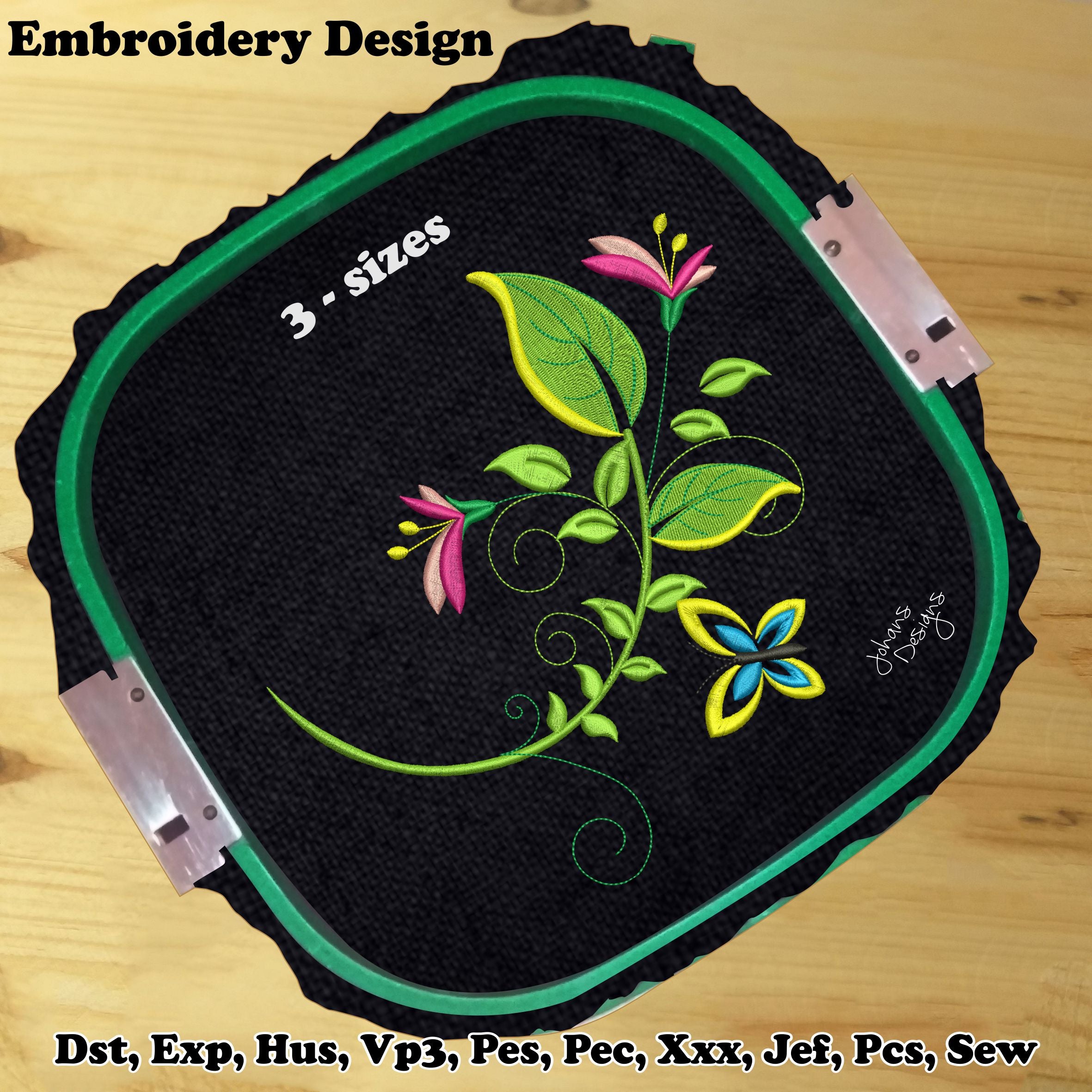 Petunia Decorative Branch - Machine Embroidery Design