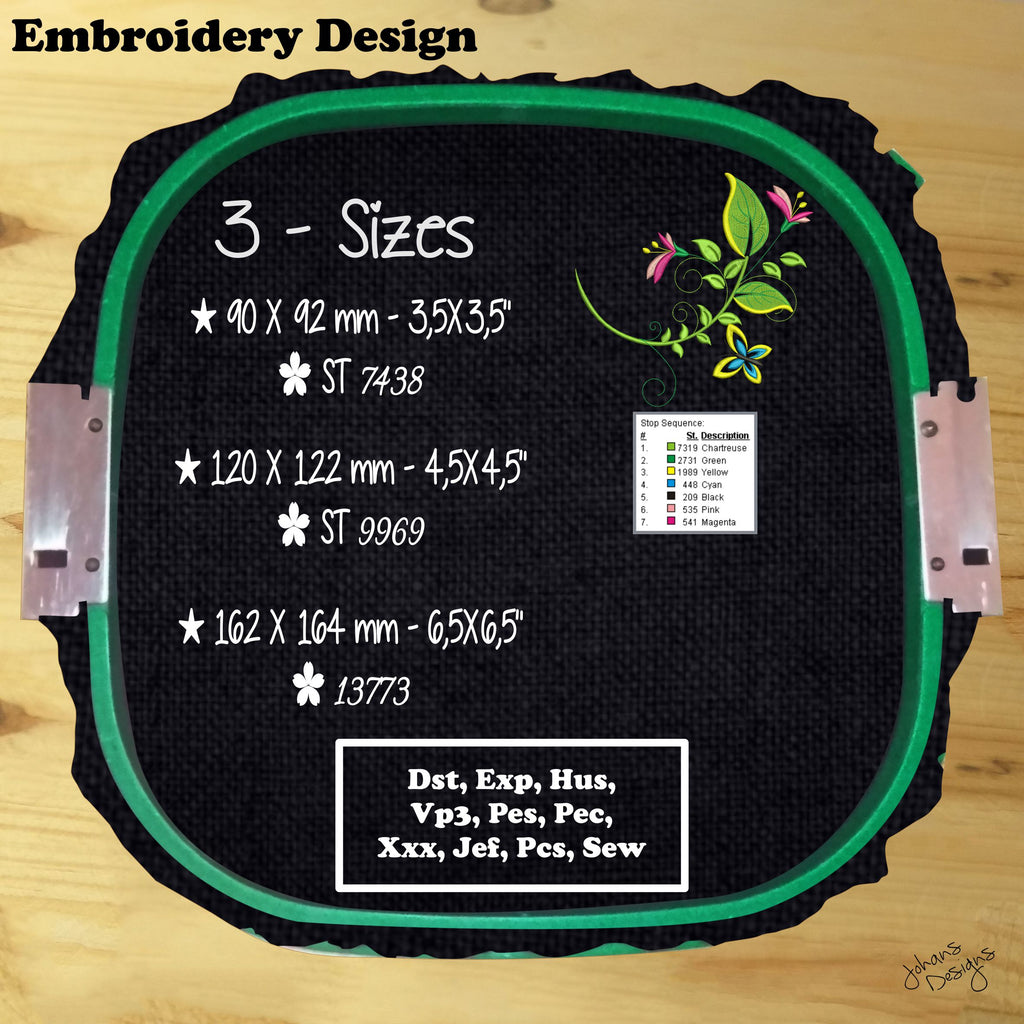 Petunia Decorative Branch - Machine Embroidery Design