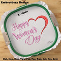 Happy Women's Day Text with Red Half Heart - Machine Embroidery Design