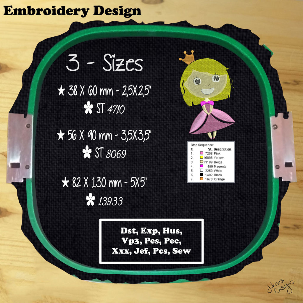 Princess Golden Hair - Machine Embroidery Design
