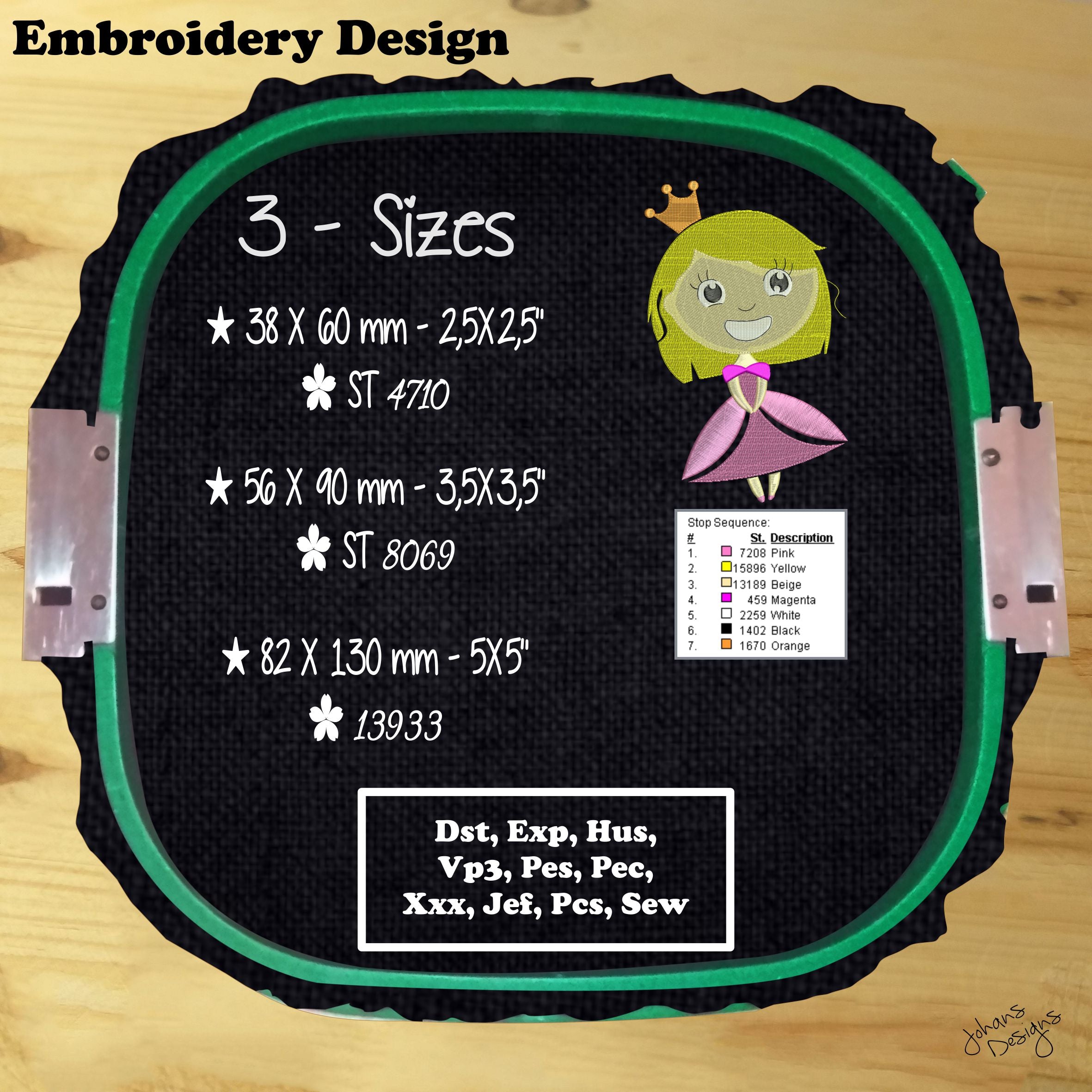 Princess Golden Hair - Machine Embroidery Design