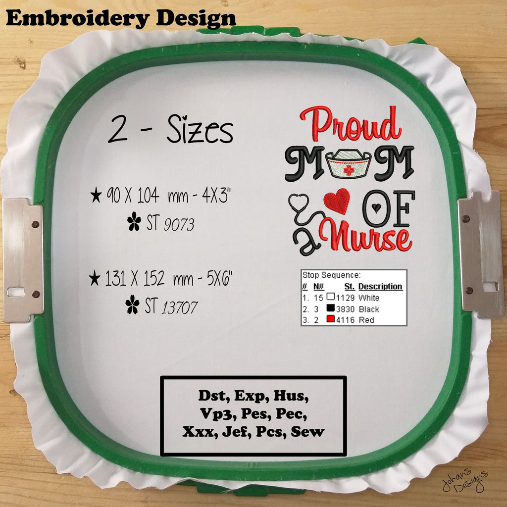 Proud Mom of a Nurse - Medical - Digital Embroidery Design
