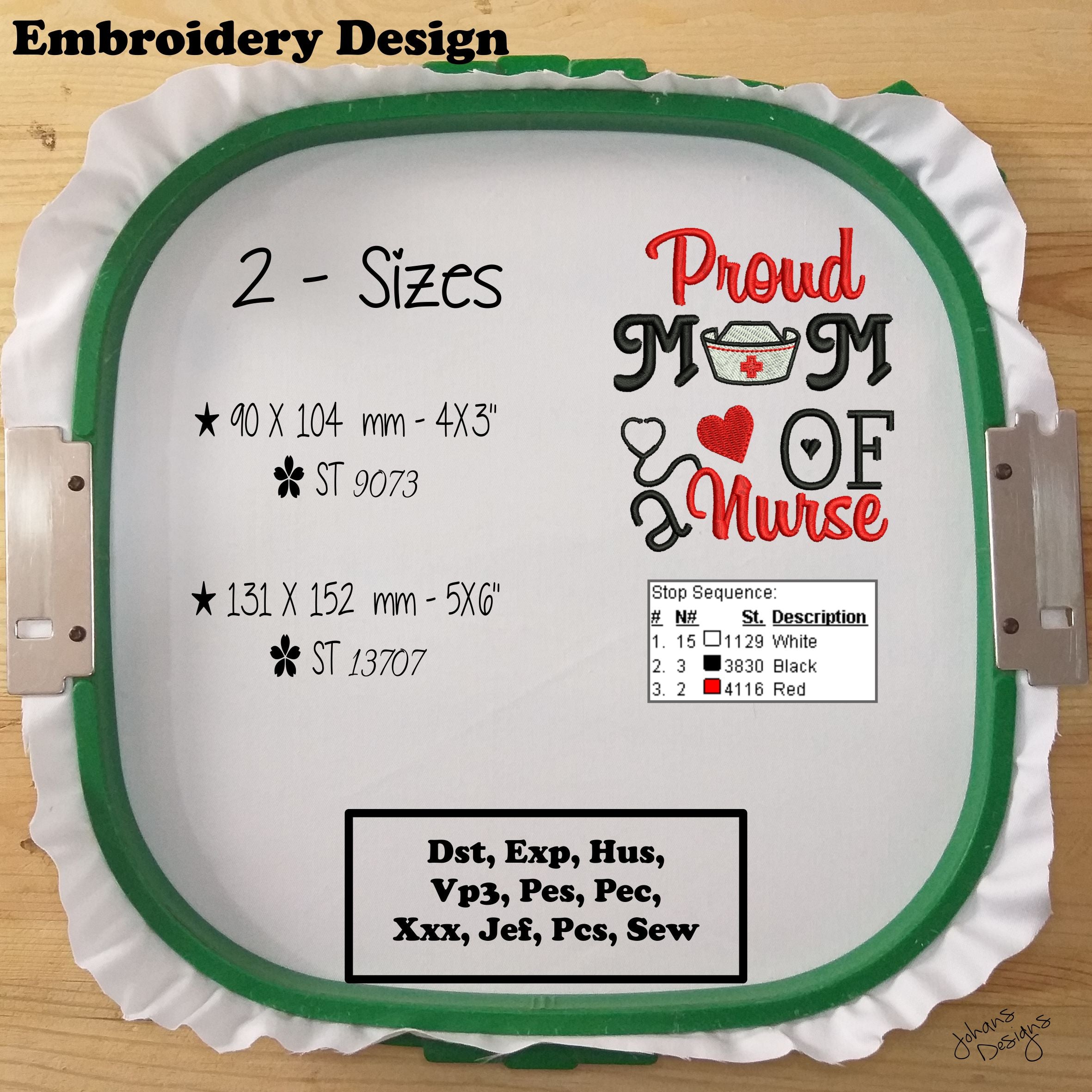 Proud Mom of a Nurse - Medical - Digital Embroidery Design