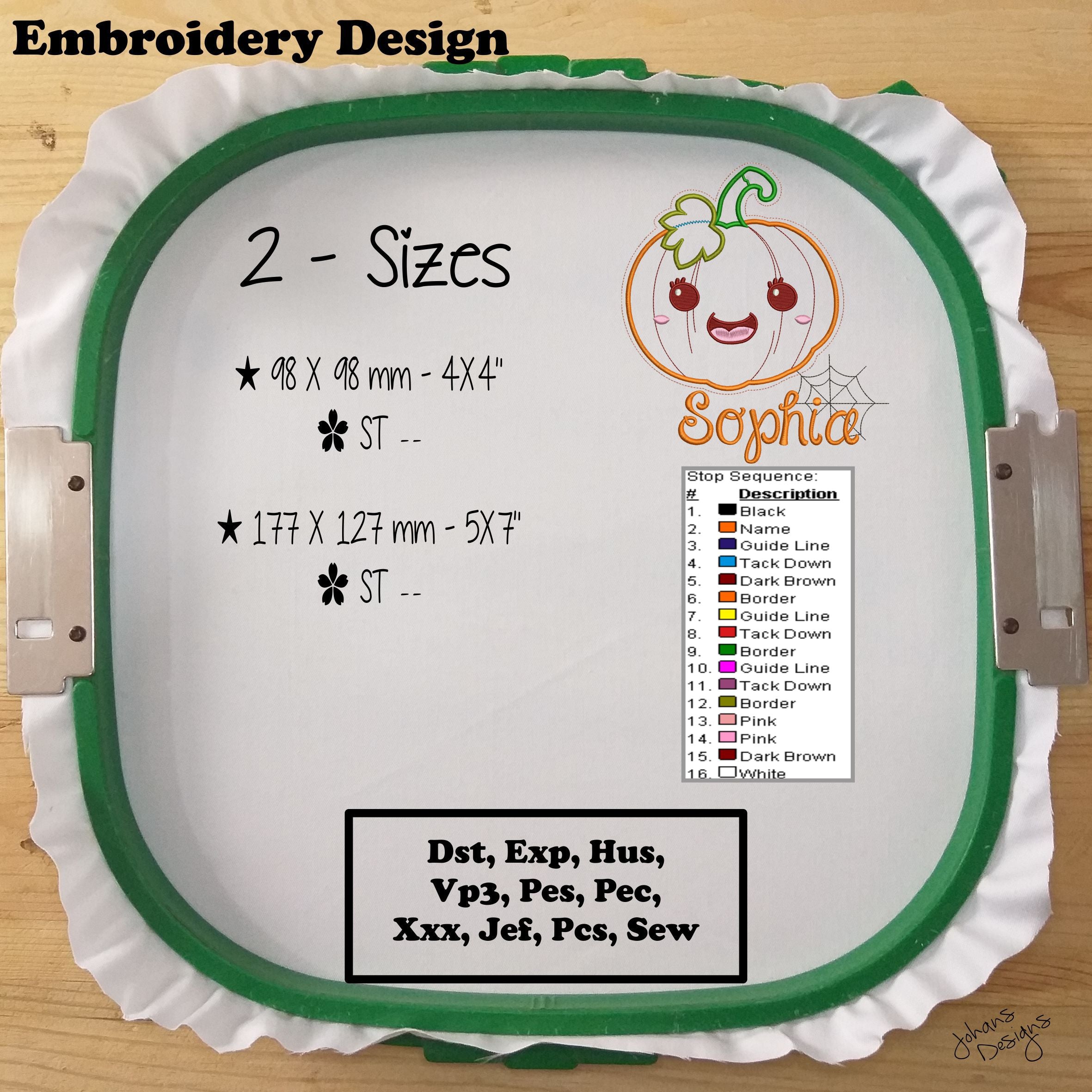 Applique Pumpkin Halloween + Name - Embroidery Designs