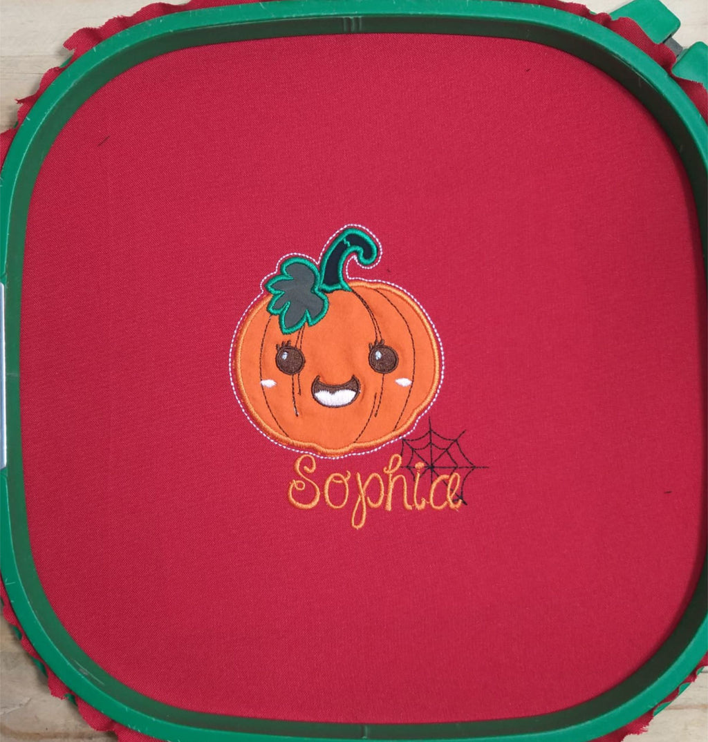 Applique Pumpkin Halloween + Name - Embroidery Designs