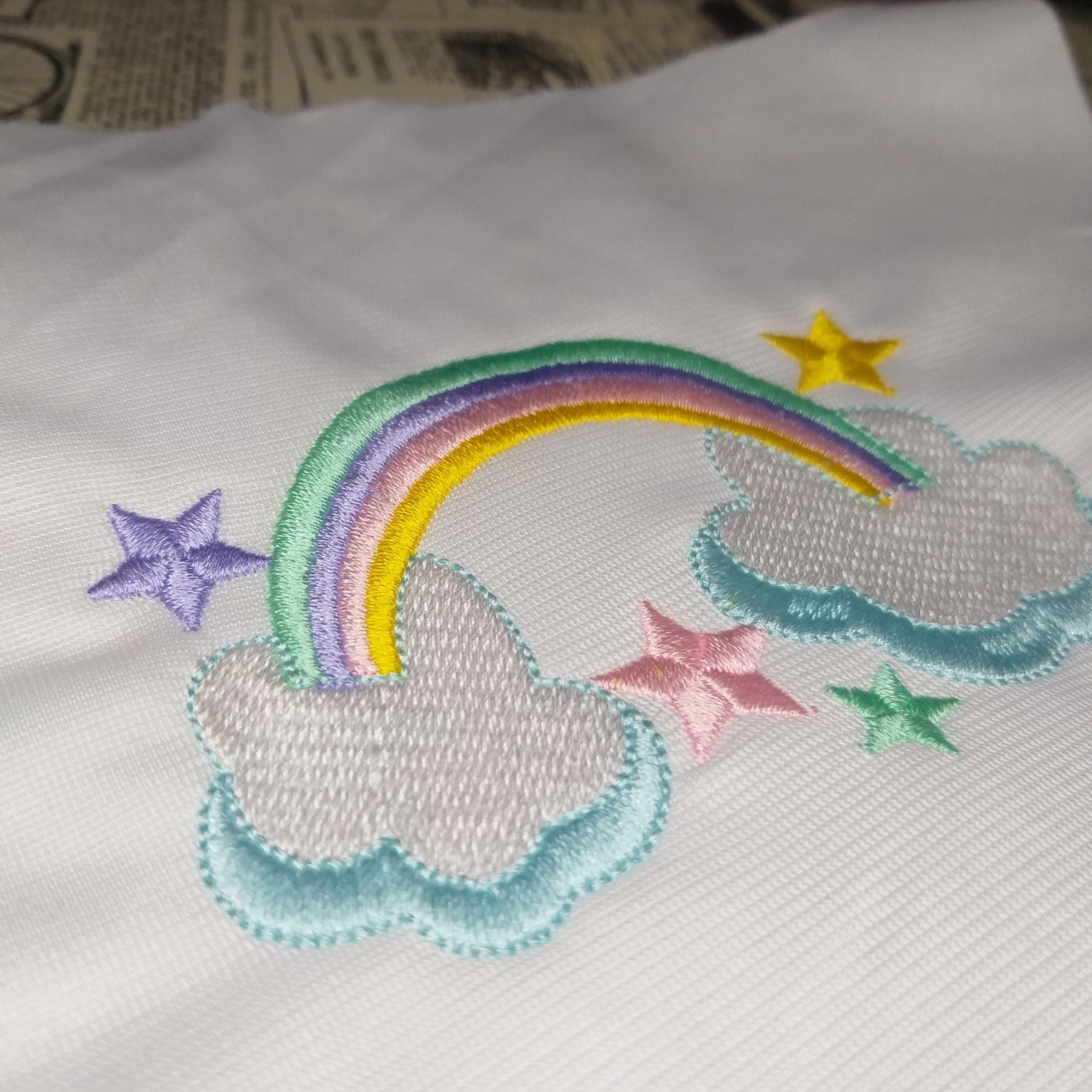 Rainbow Clouds and Stars - Machine Embroidery Design