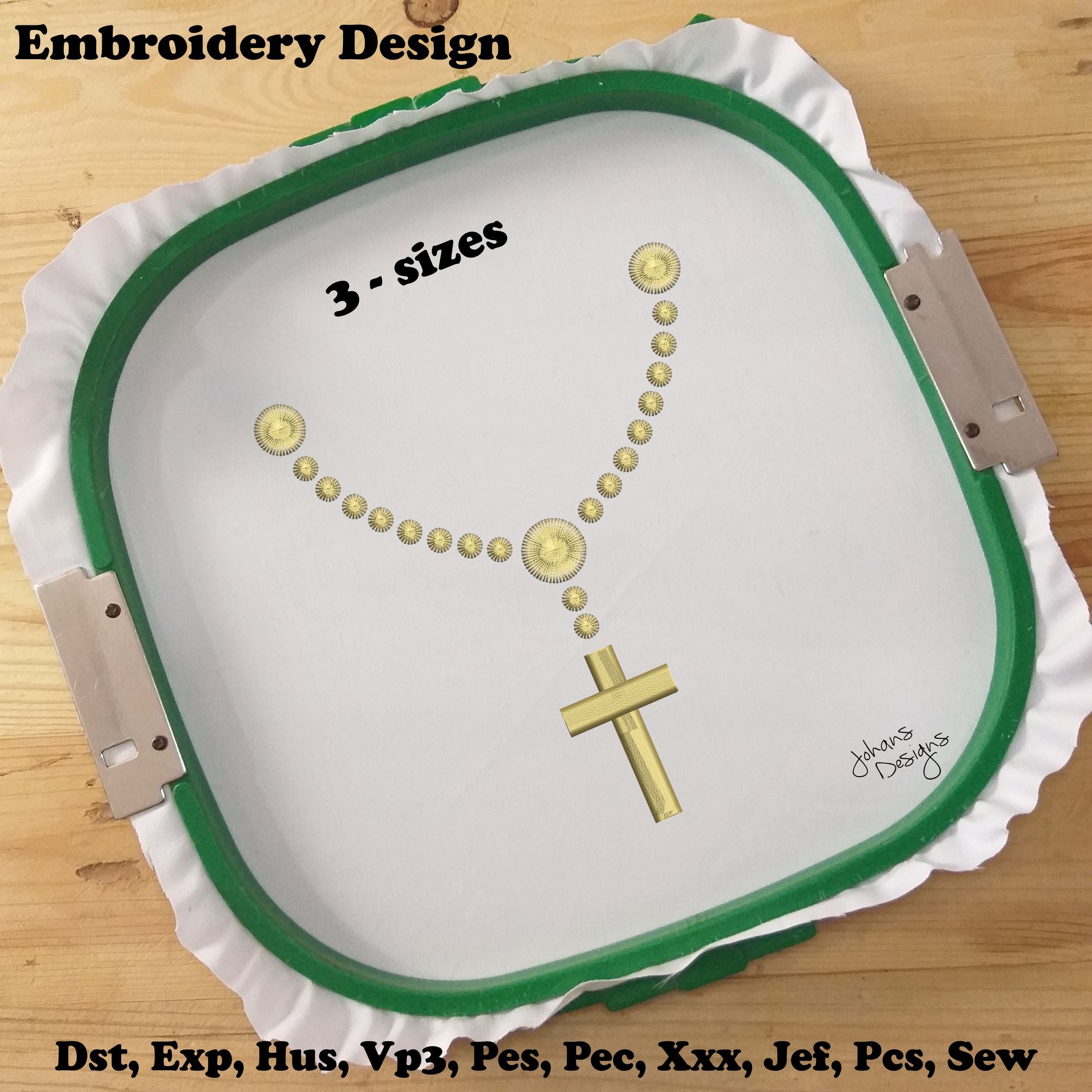 Católico religioso - Rosario - Diseño de bordado