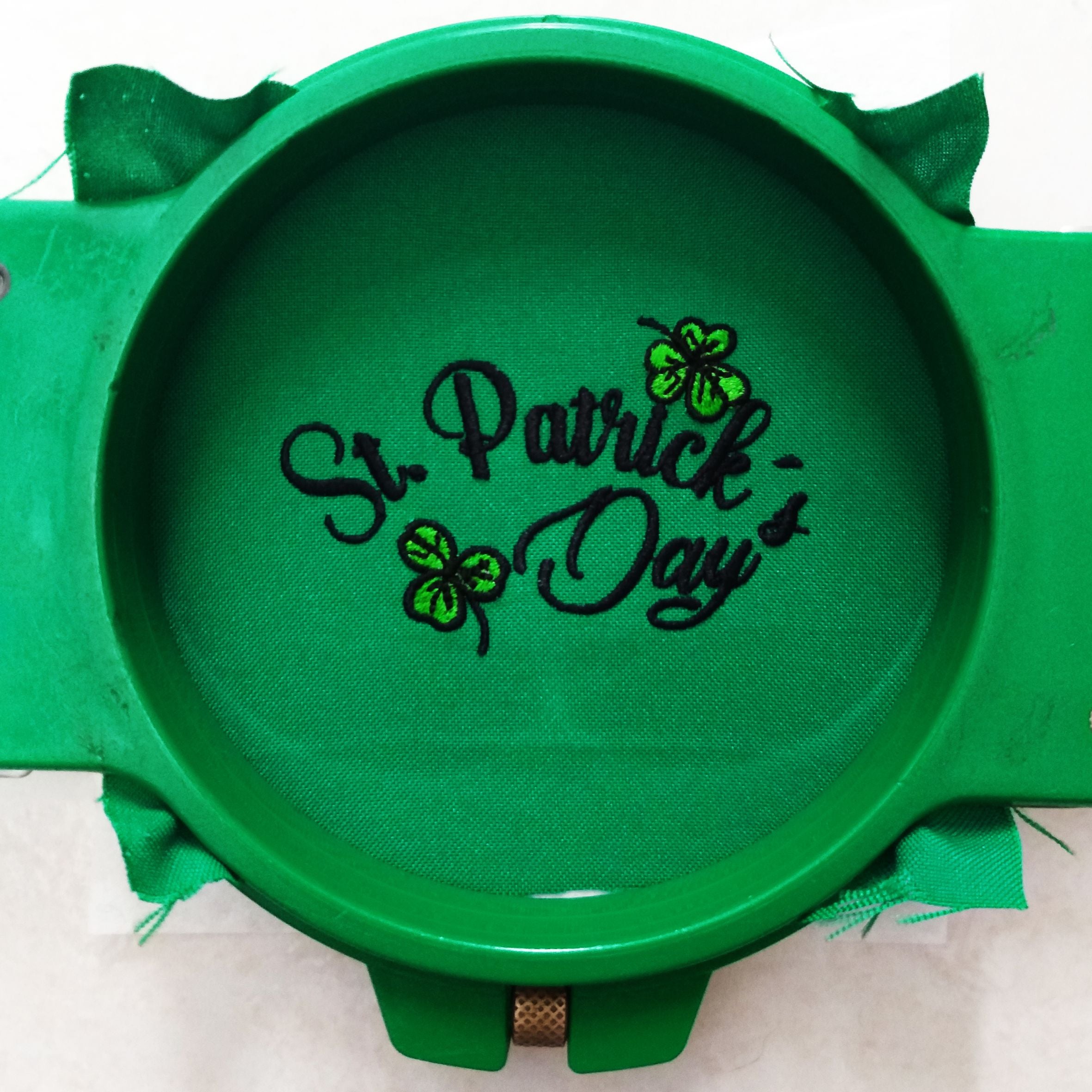 Saint Patrick's Day in Text, with Green Clovers - Machine Embroidery Designs