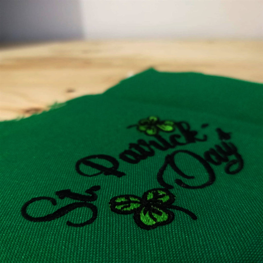 Saint Patrick's Day in Text, with Green Clovers - Machine Embroidery Designs