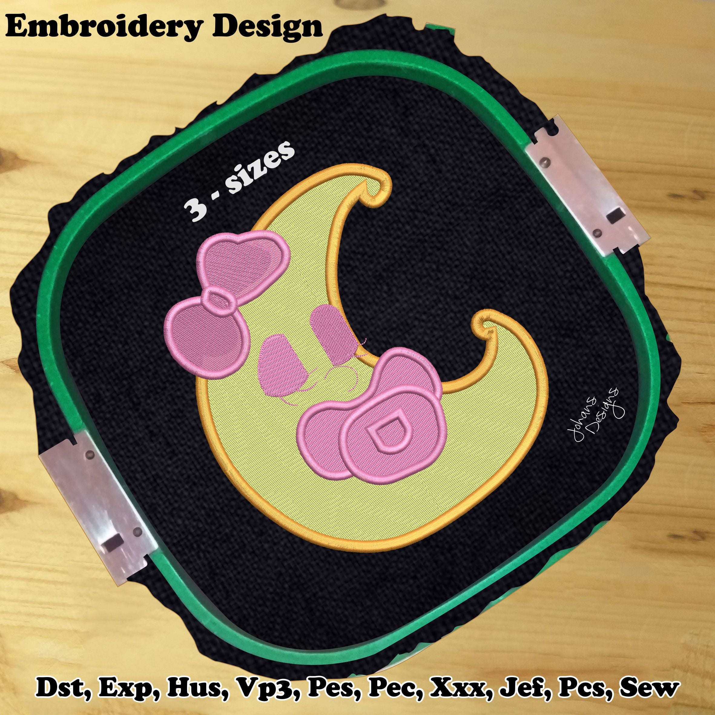 Baby Girl - Sleeping Moon - Machine Embroidery Design
