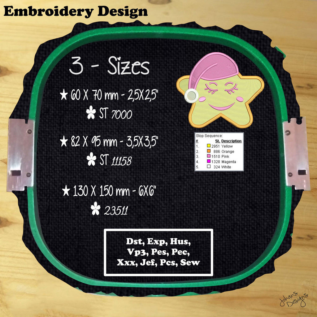 Sleeping Star - Machine Embroidery Design