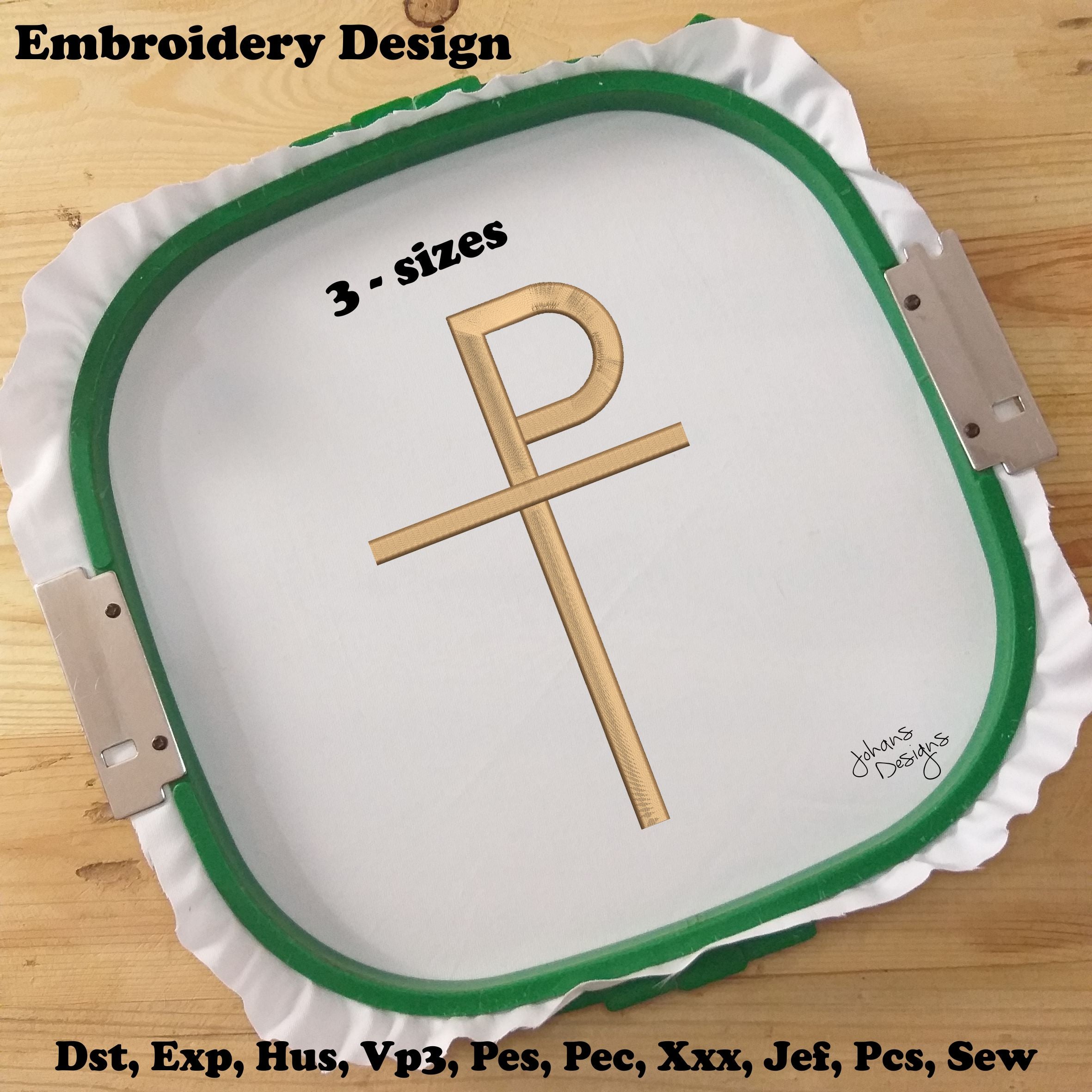 Cristograma - Estaurograma Diseño de bordado de cruz religiosa