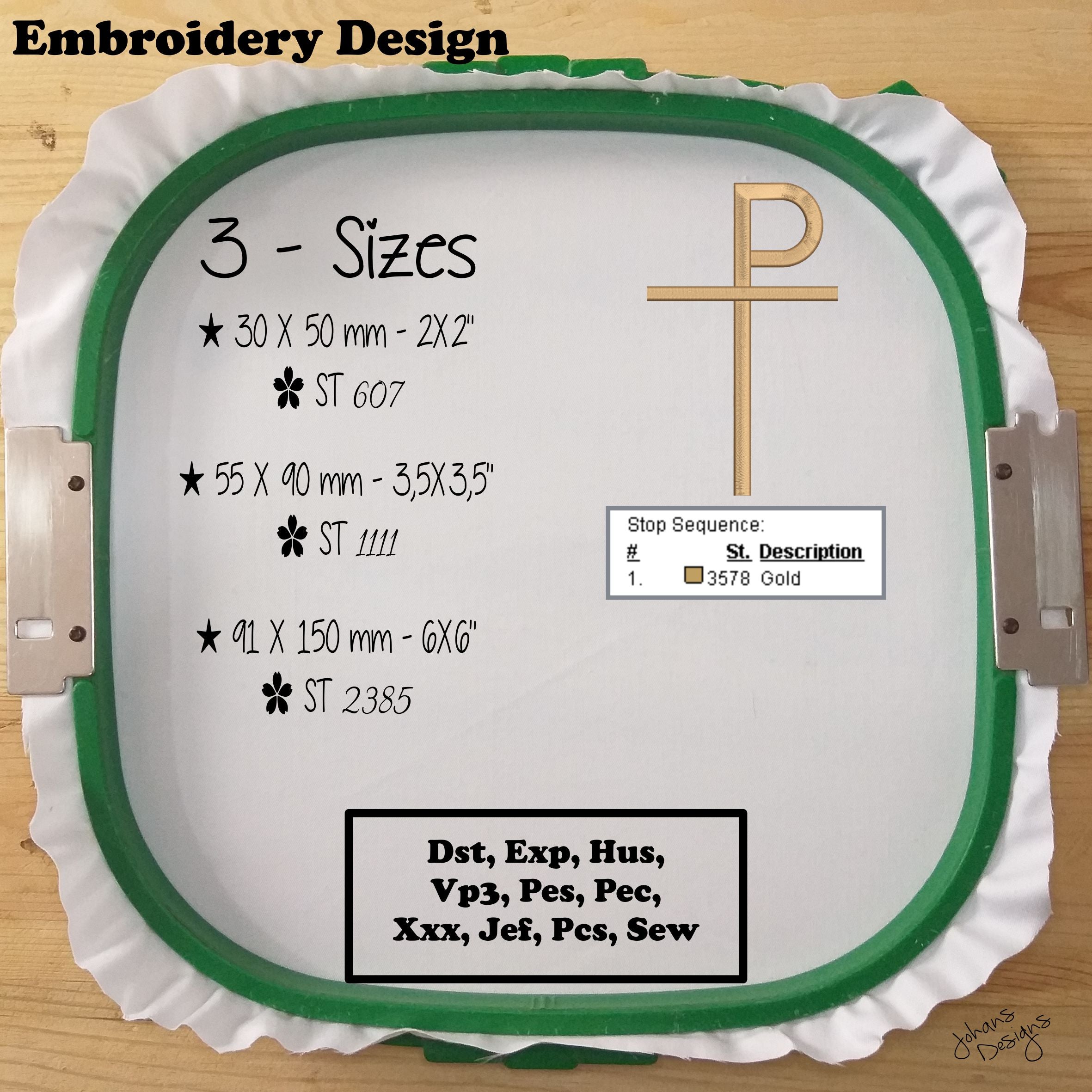 Cristograma - Estaurograma Diseño de bordado de cruz religiosa