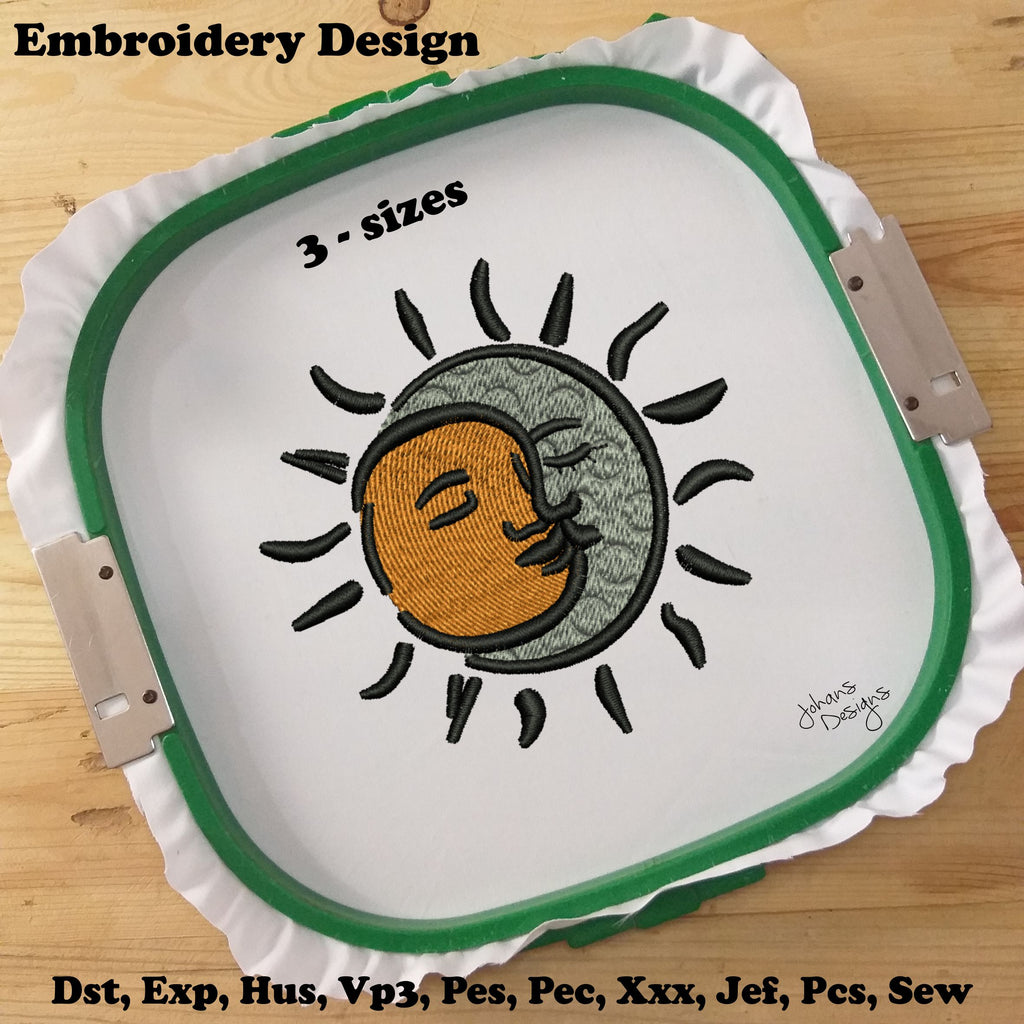 Sun and Moon Love Eclipse - Machine Embroidery Design