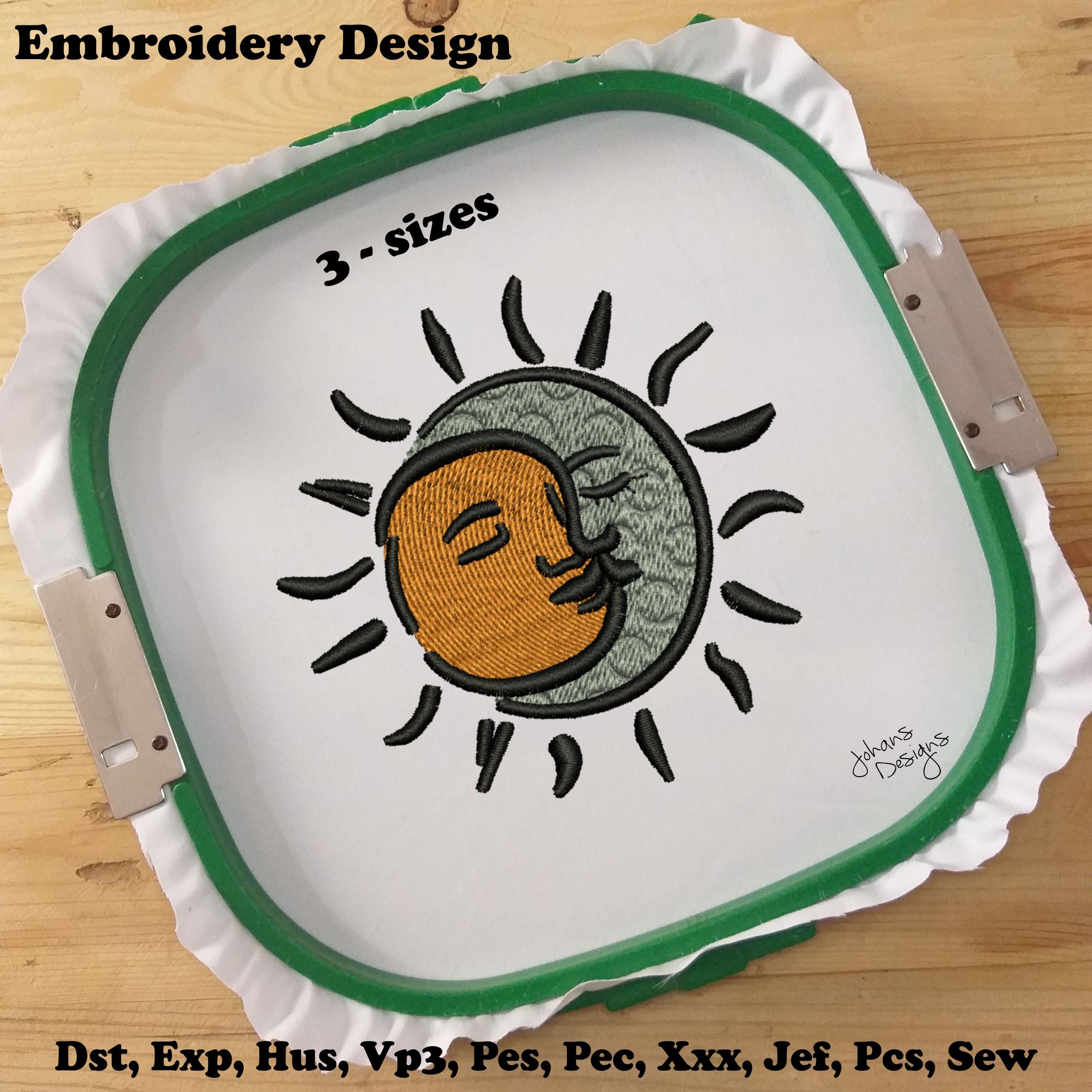 Sun and Moon Love Eclipse - Machine Embroidery Design