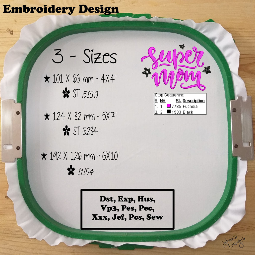 Super Mom - Digital Embroidery Design
