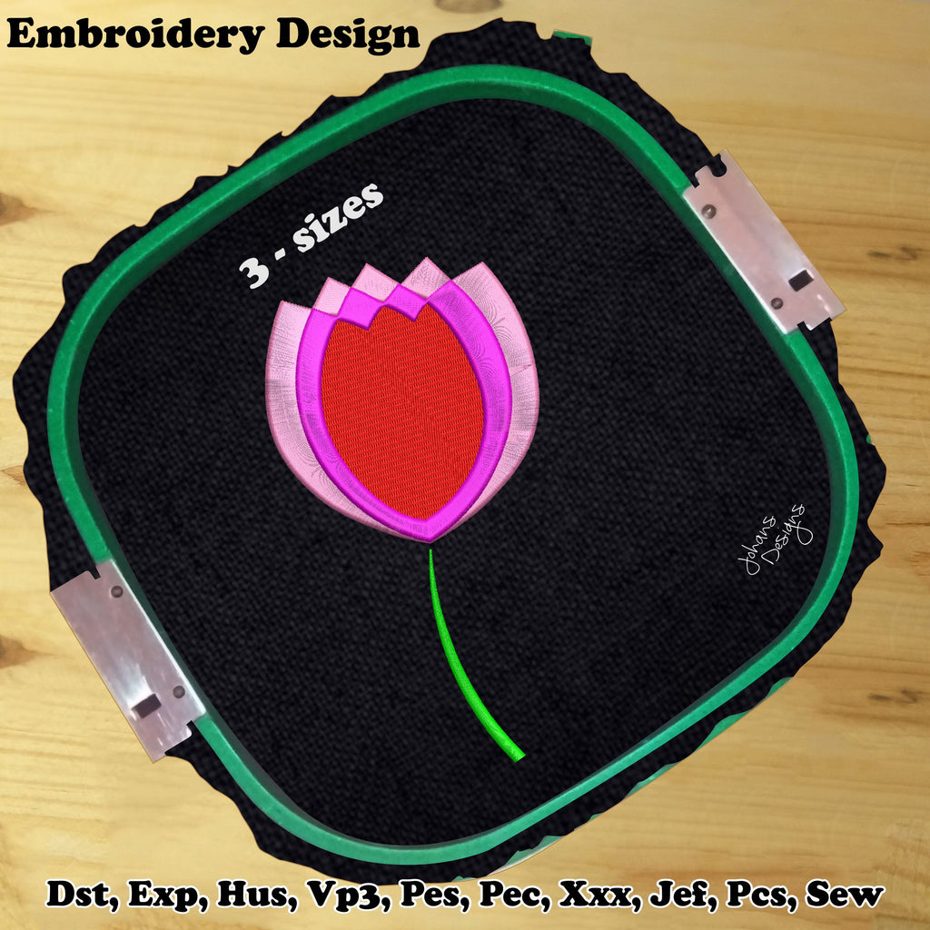 Flor de Tulipán - Diseño de Bordado a Máquina