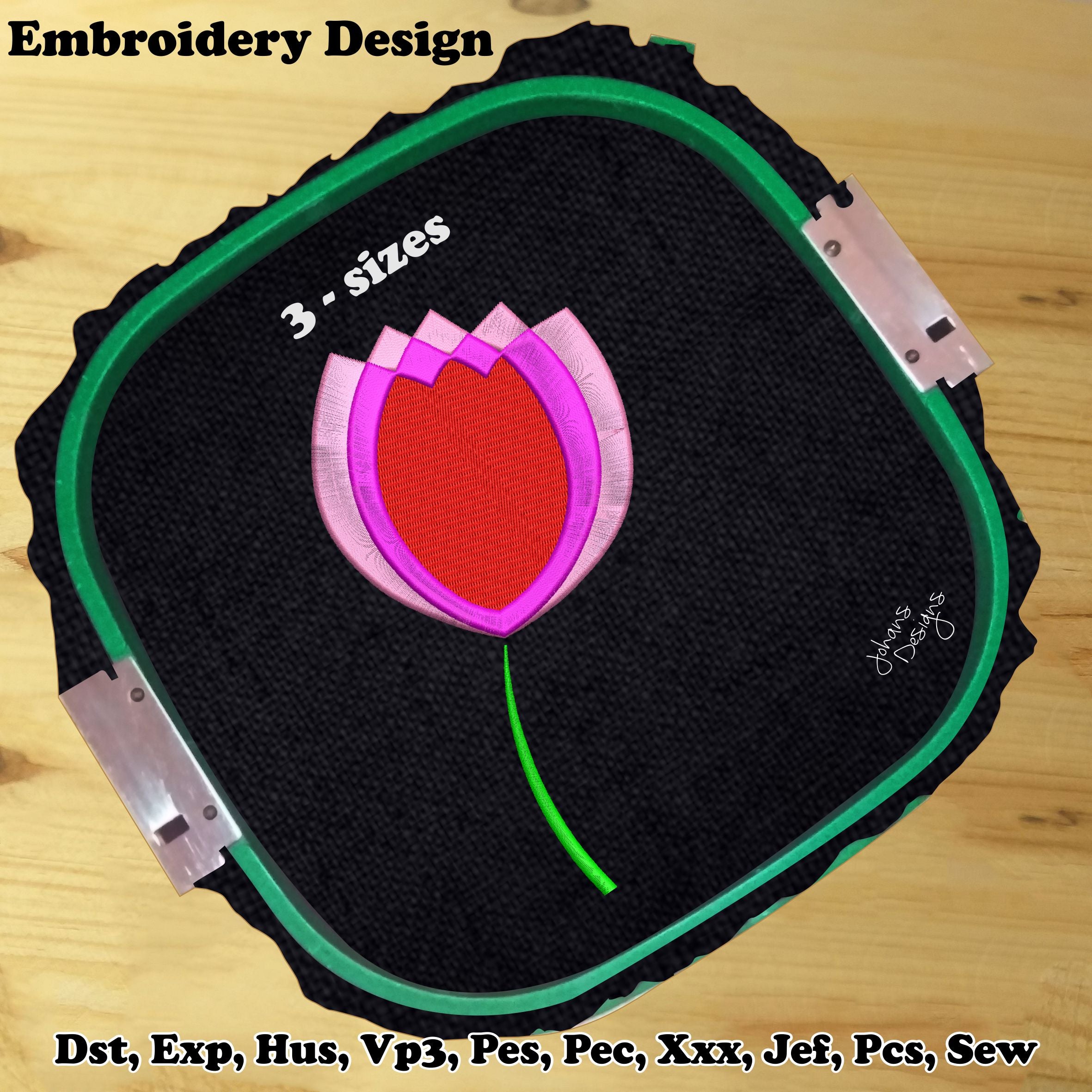 Flor de Tulipán - Diseño de Bordado a Máquina
