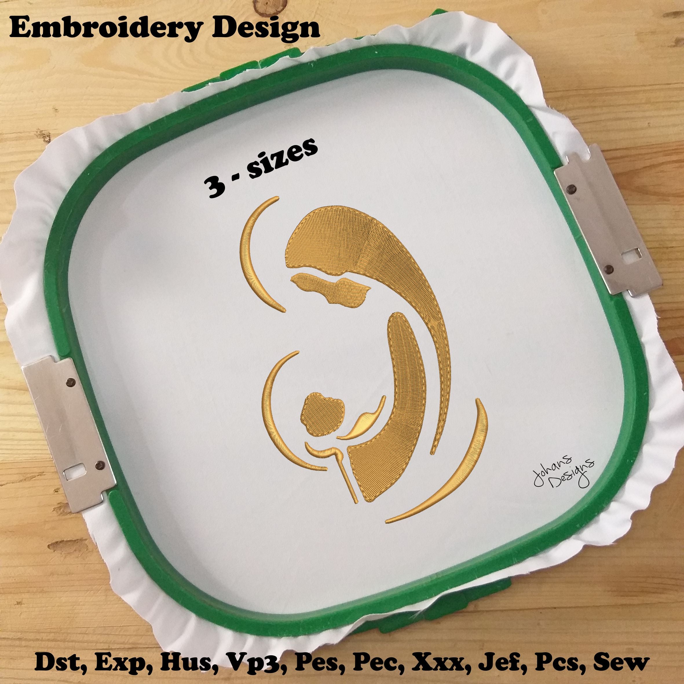Virgin Mary and Baby Jesus Silhouette - Embroidery Design