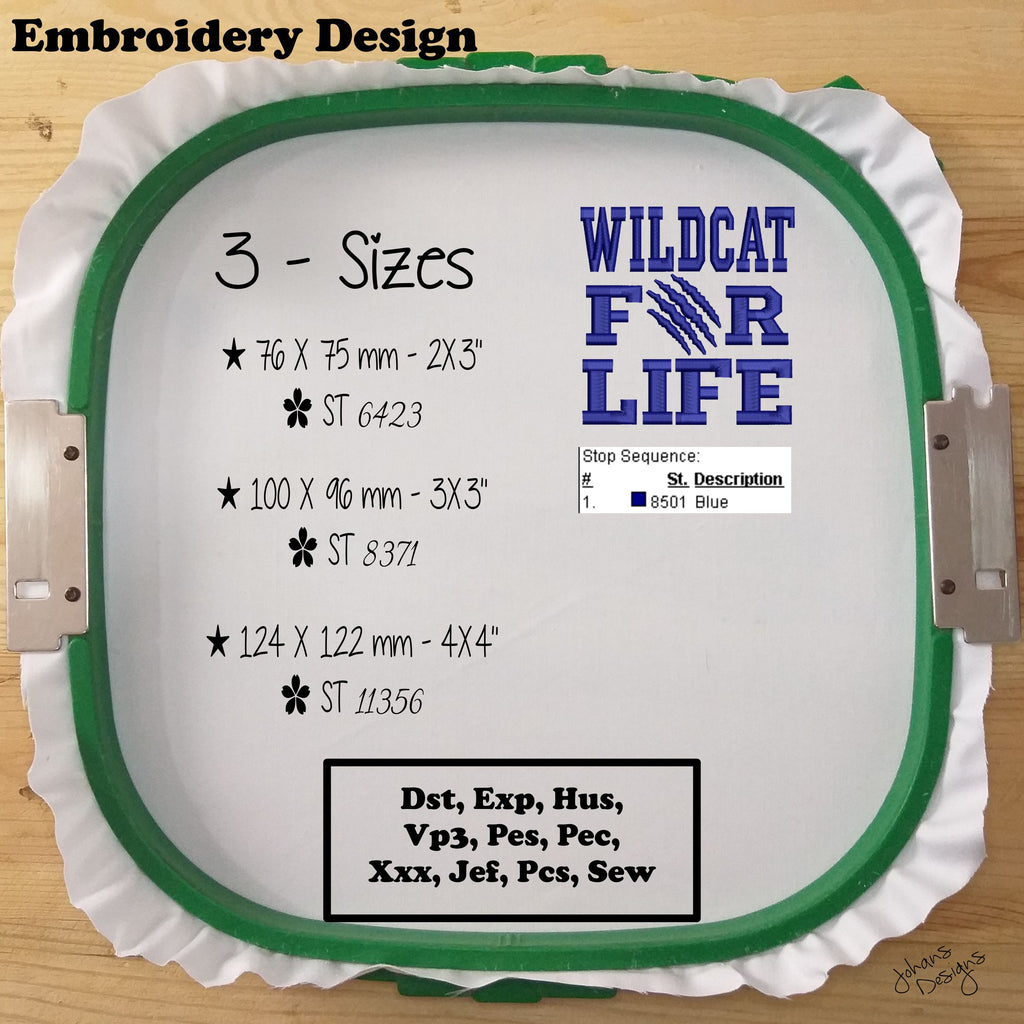 WILD-CAT For LIFE - Embroidery Design