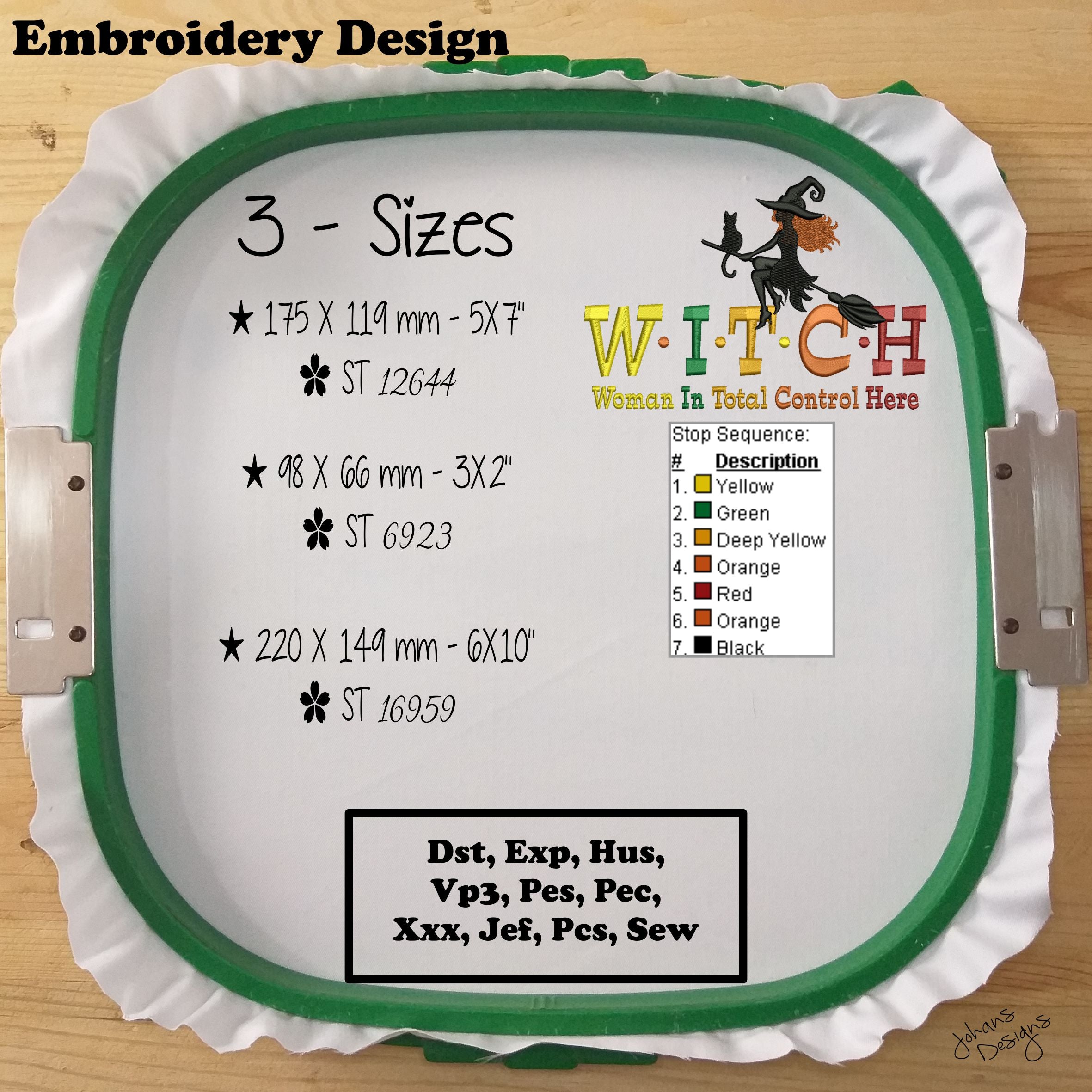 WITCH  Woman In Total Control Here- Embroidery Designs