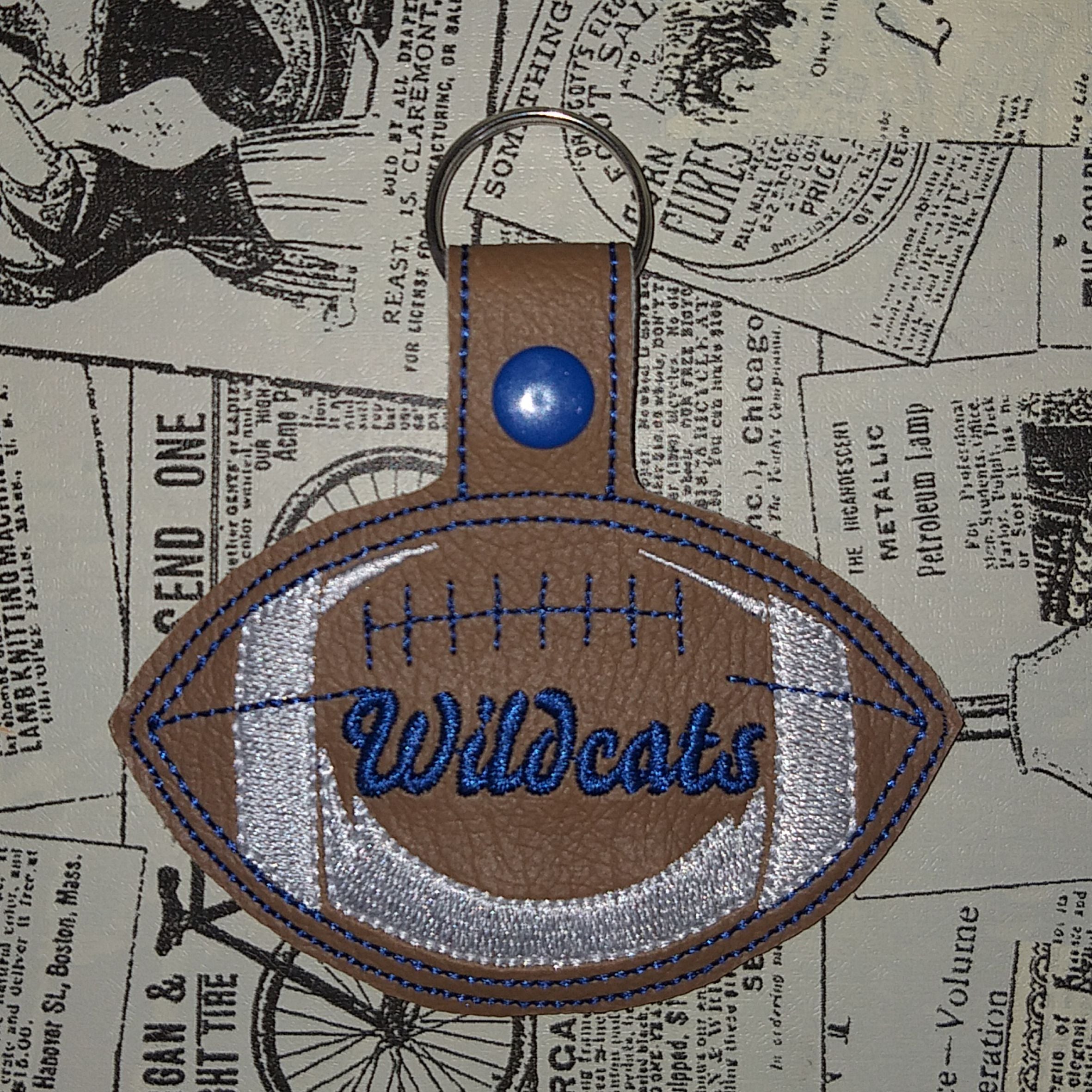 Wildcats Key Fob - Football - In The Hoop - Snap - Rivet Key Fob