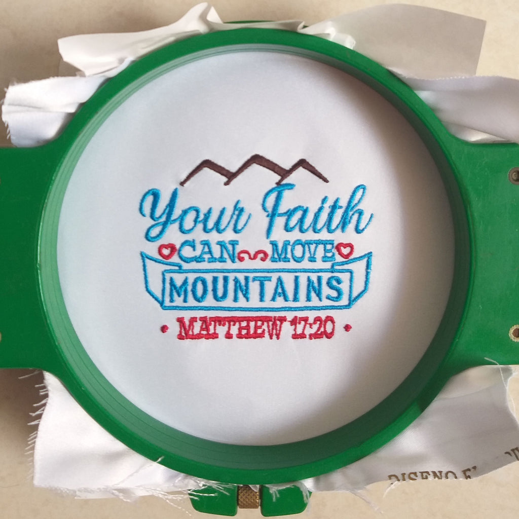 Tu fe puede mover montañas - Diseño de bordado
