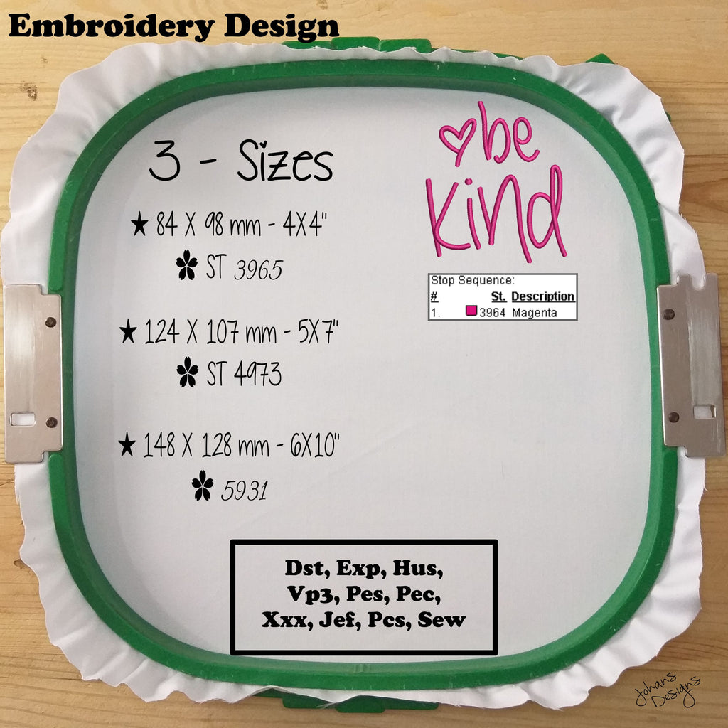 be kind - Digital Embroidery Design
