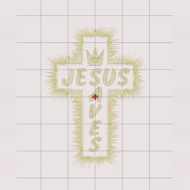 Jesús Salva - Cruz Religiosa - Diseño de Bordado a Máquina