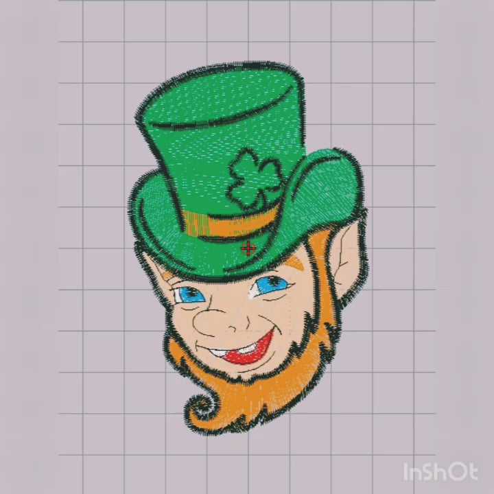 Leprechaun Face - head With a Green Hat - Machine Embroidery Design