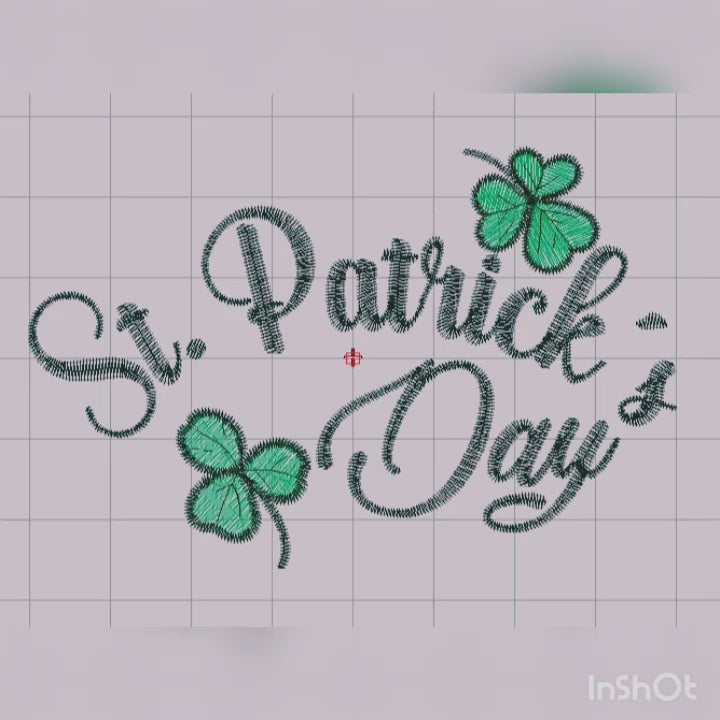 Saint Patrick's Day in Text, with Green Clovers - Machine Embroidery Designs